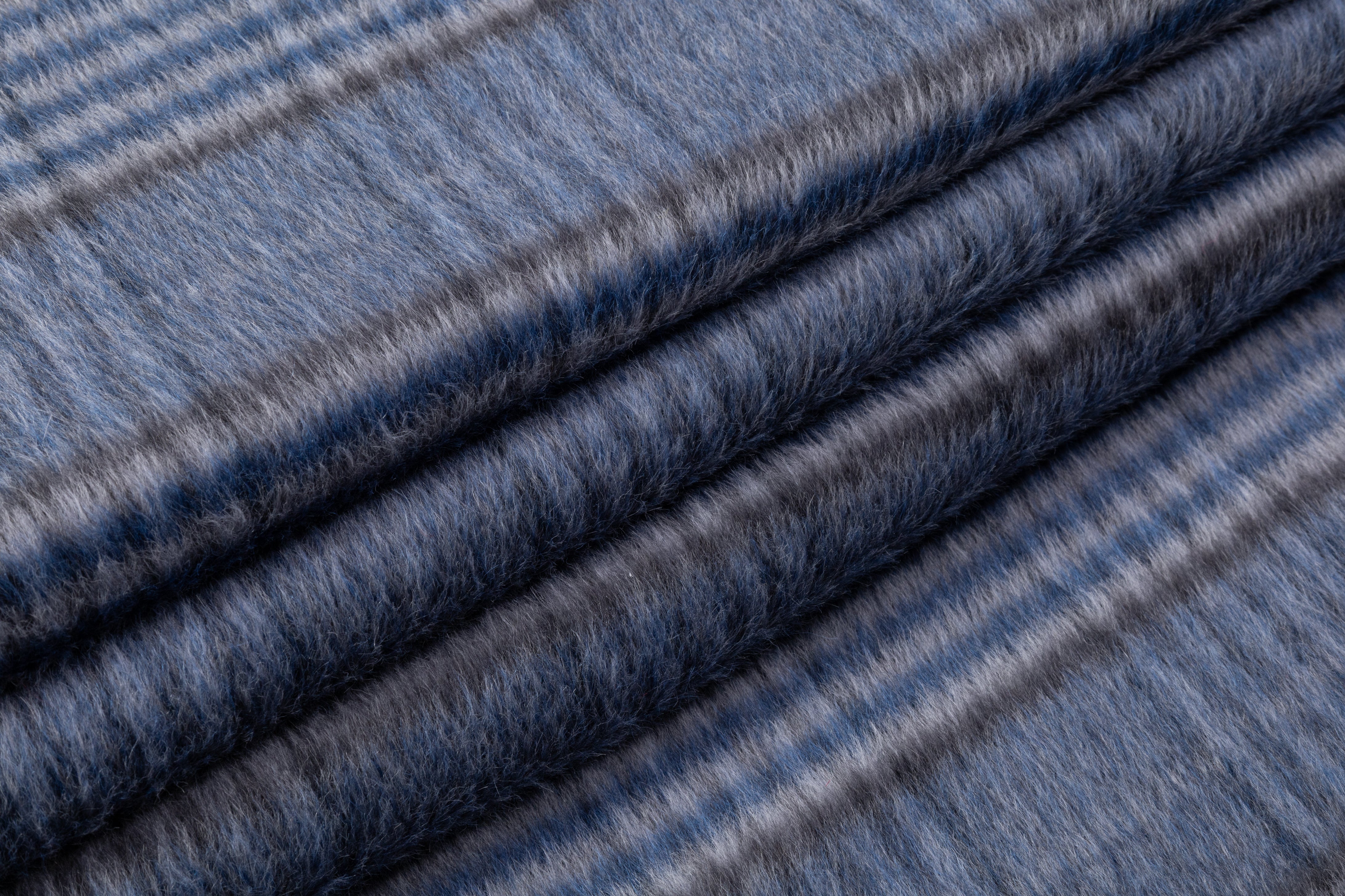 Checked Italian Baby Alpaca Coating - Blue