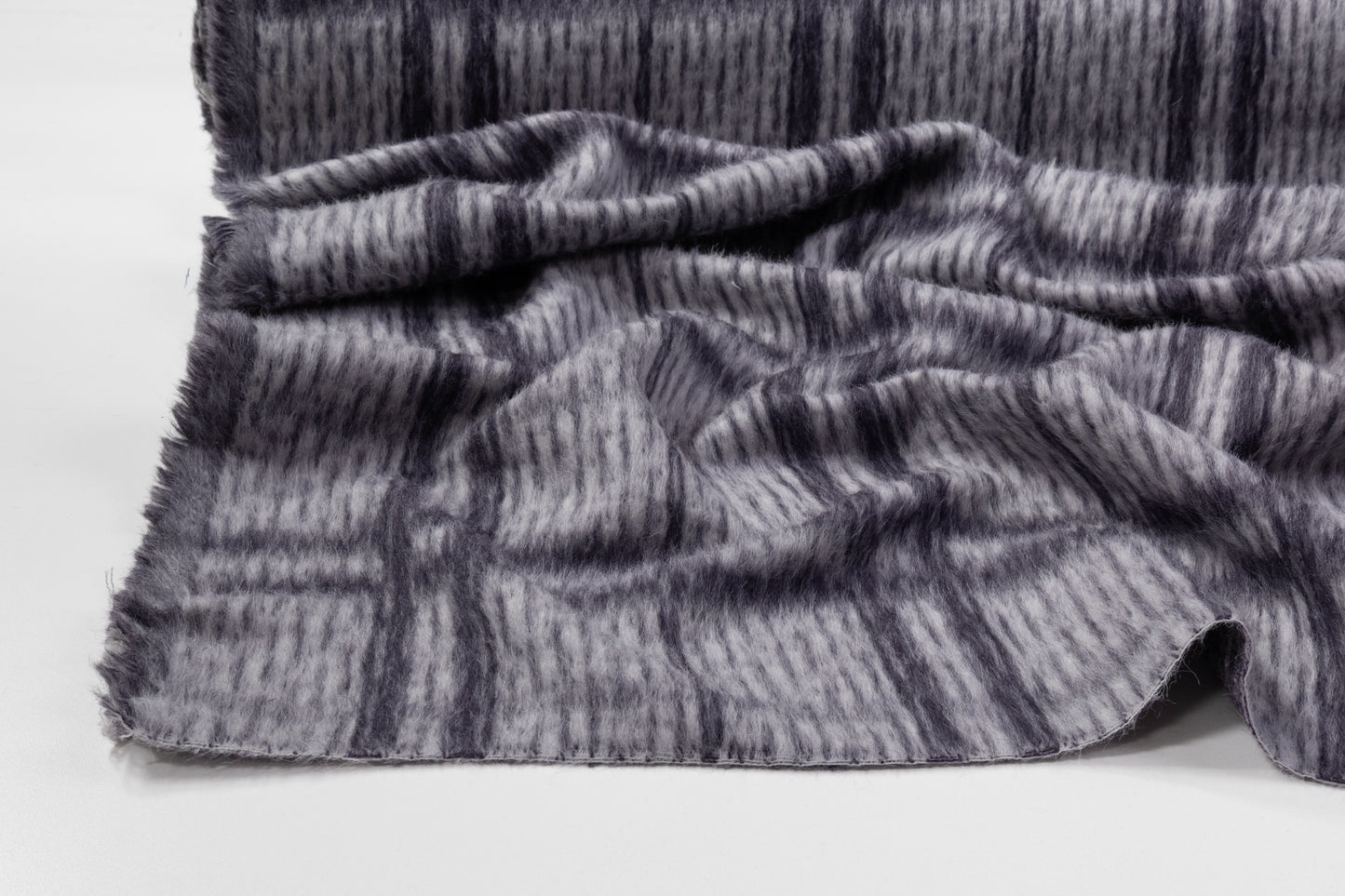 Checked Italian Alpaca Wool Coating - Gray / Purple