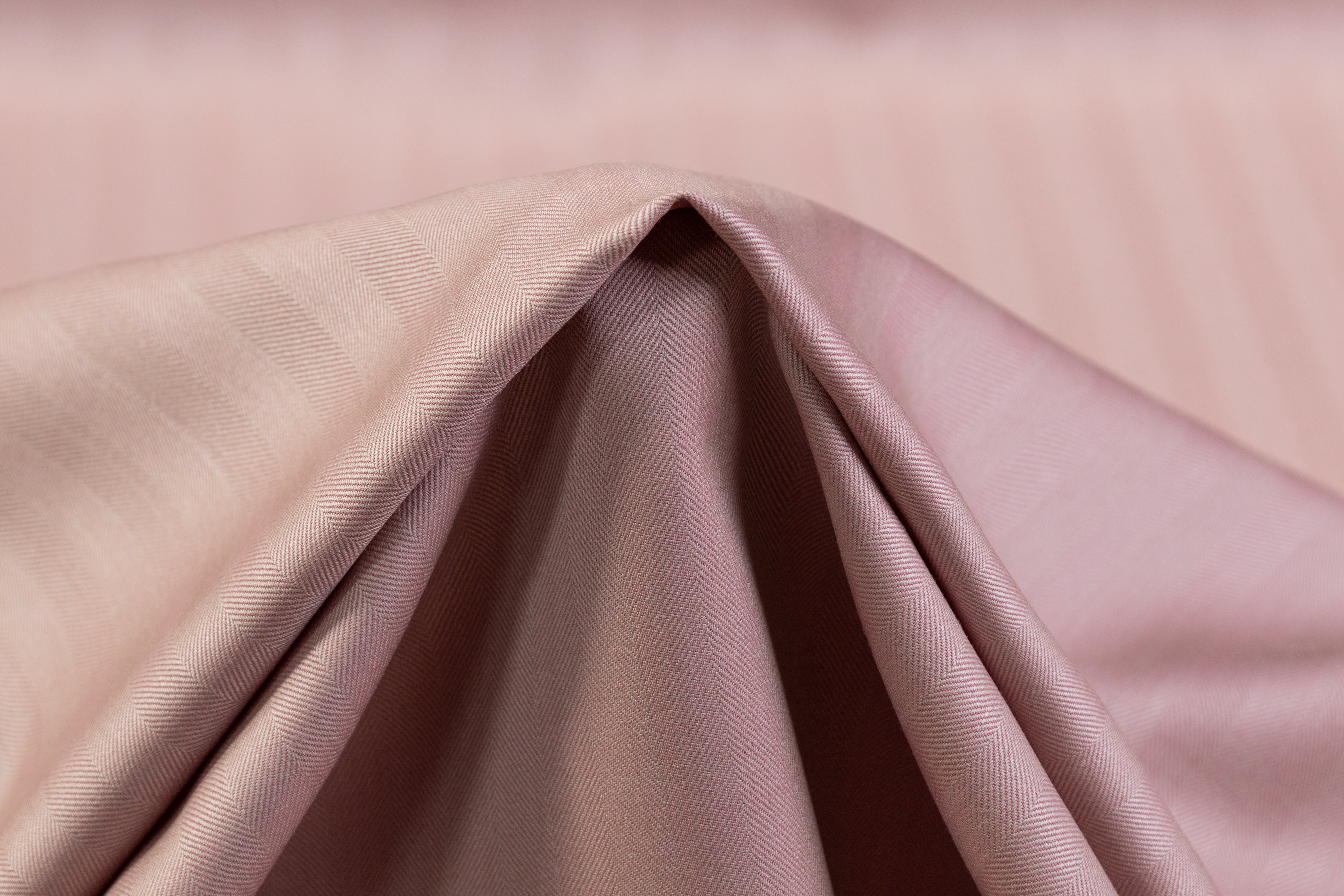 Two-Tone Herringbone Italian Wool Suiting - Blush Pink