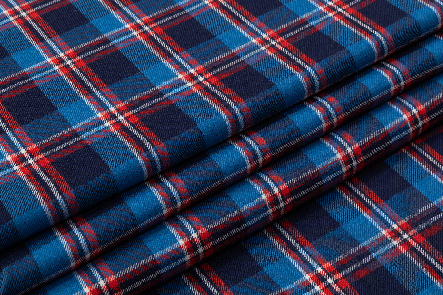 Tartan Italian Wool Suiting - Blue / Red