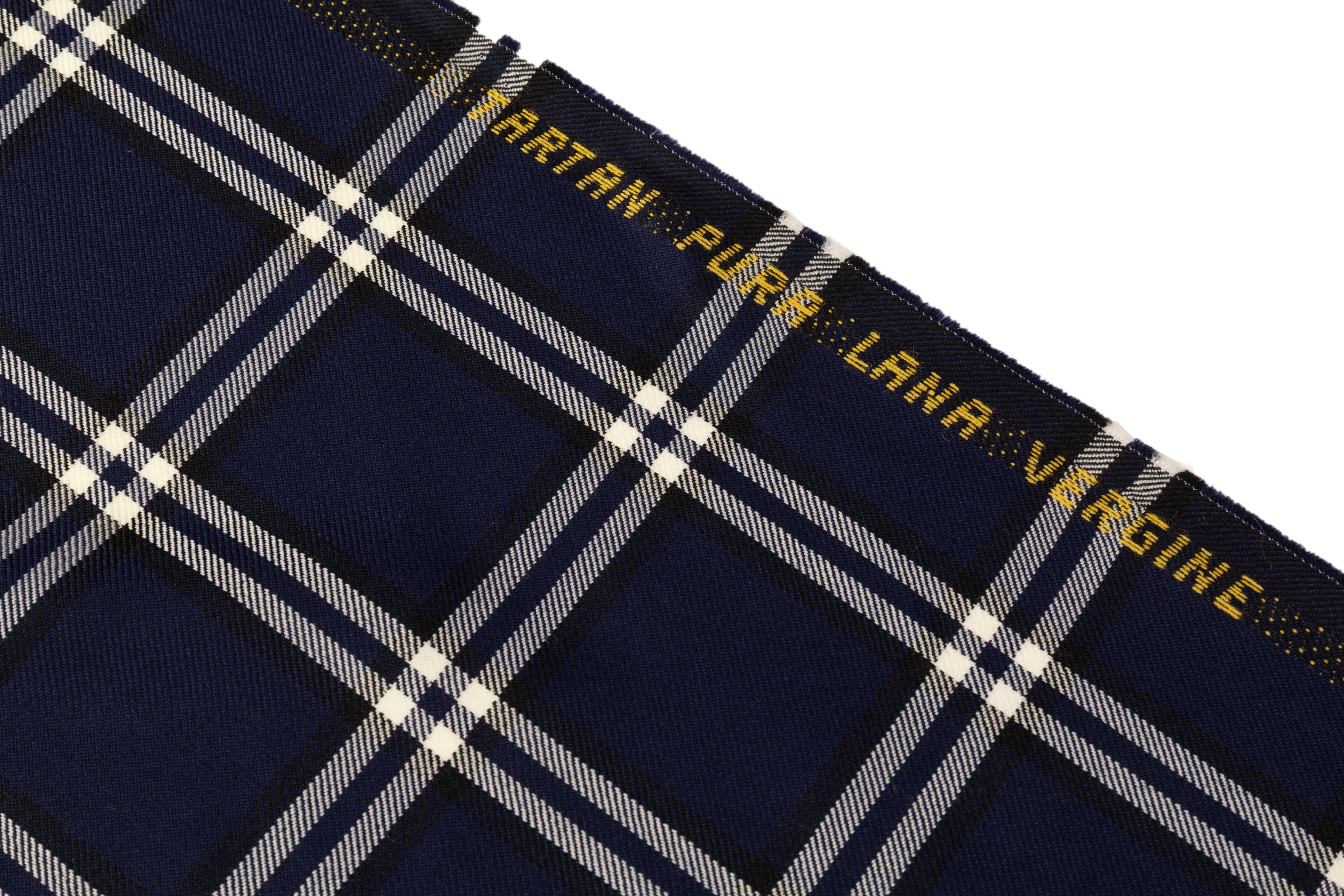 Tartan Italian Wool Suiting - Navy / White