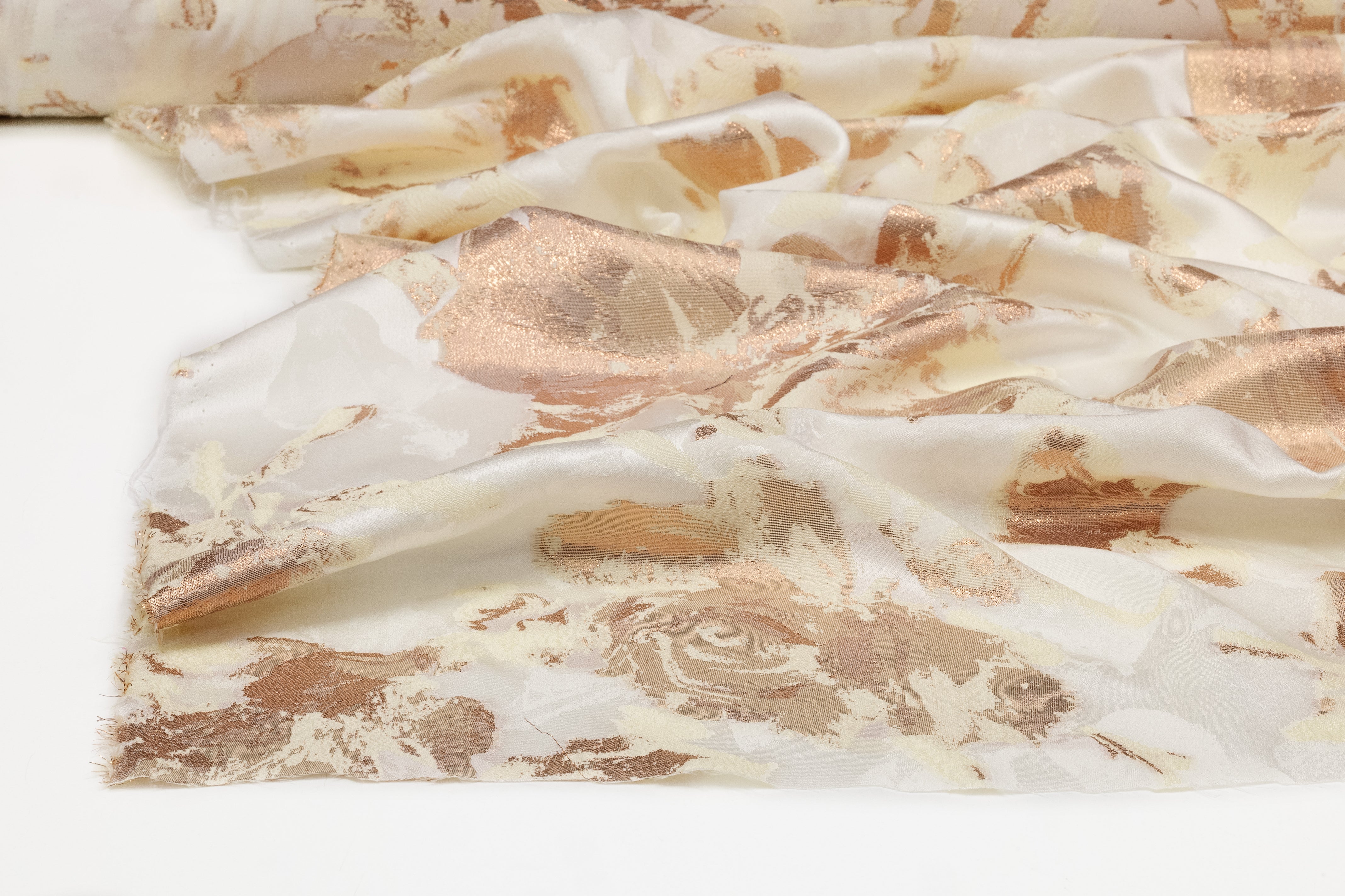Floral Metallic Italian Silk Jacquard - Ivory / Champagne Gold