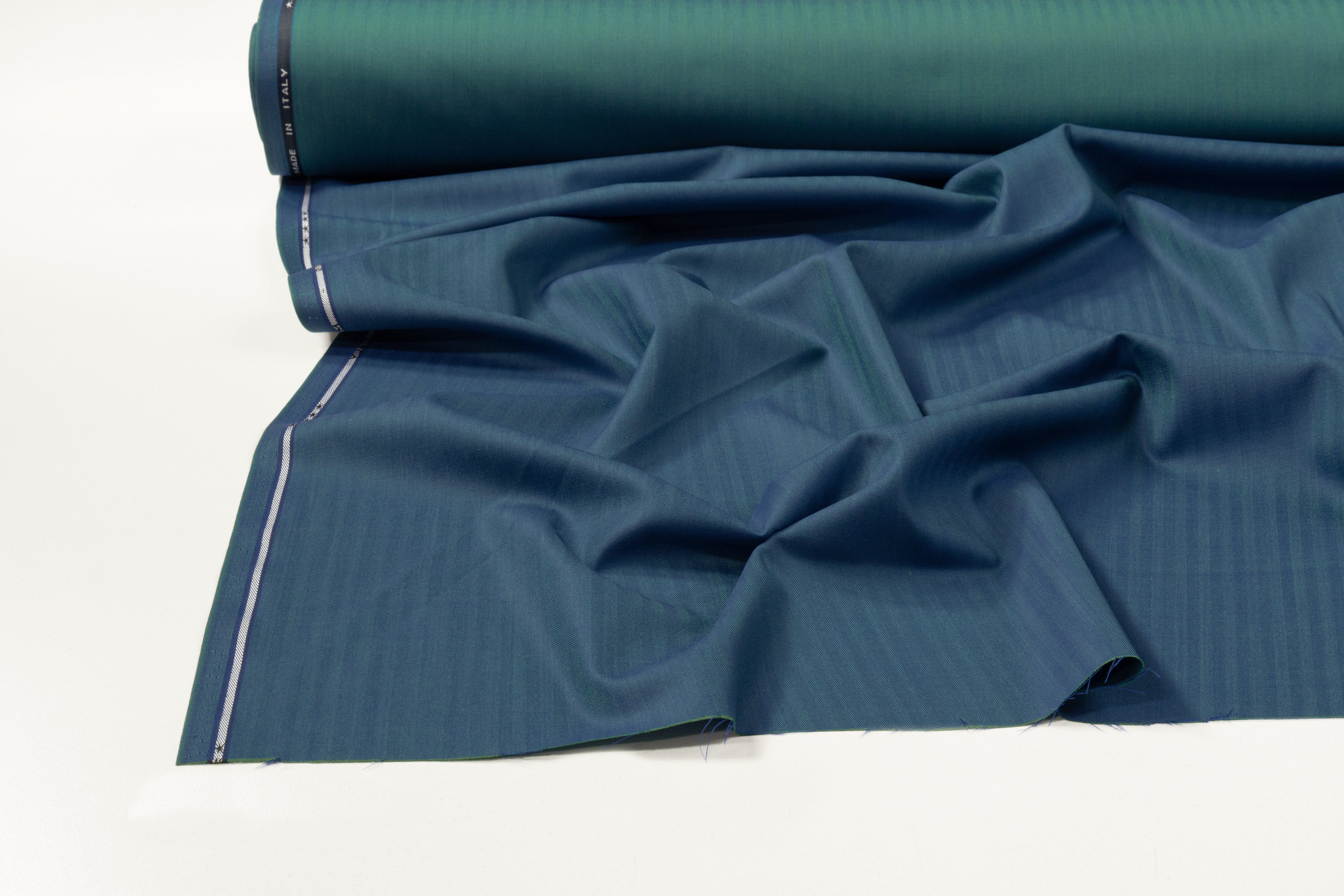 Iridescent Italian Summer Tasmania Super 130s Wool Suiting - Teal Blue