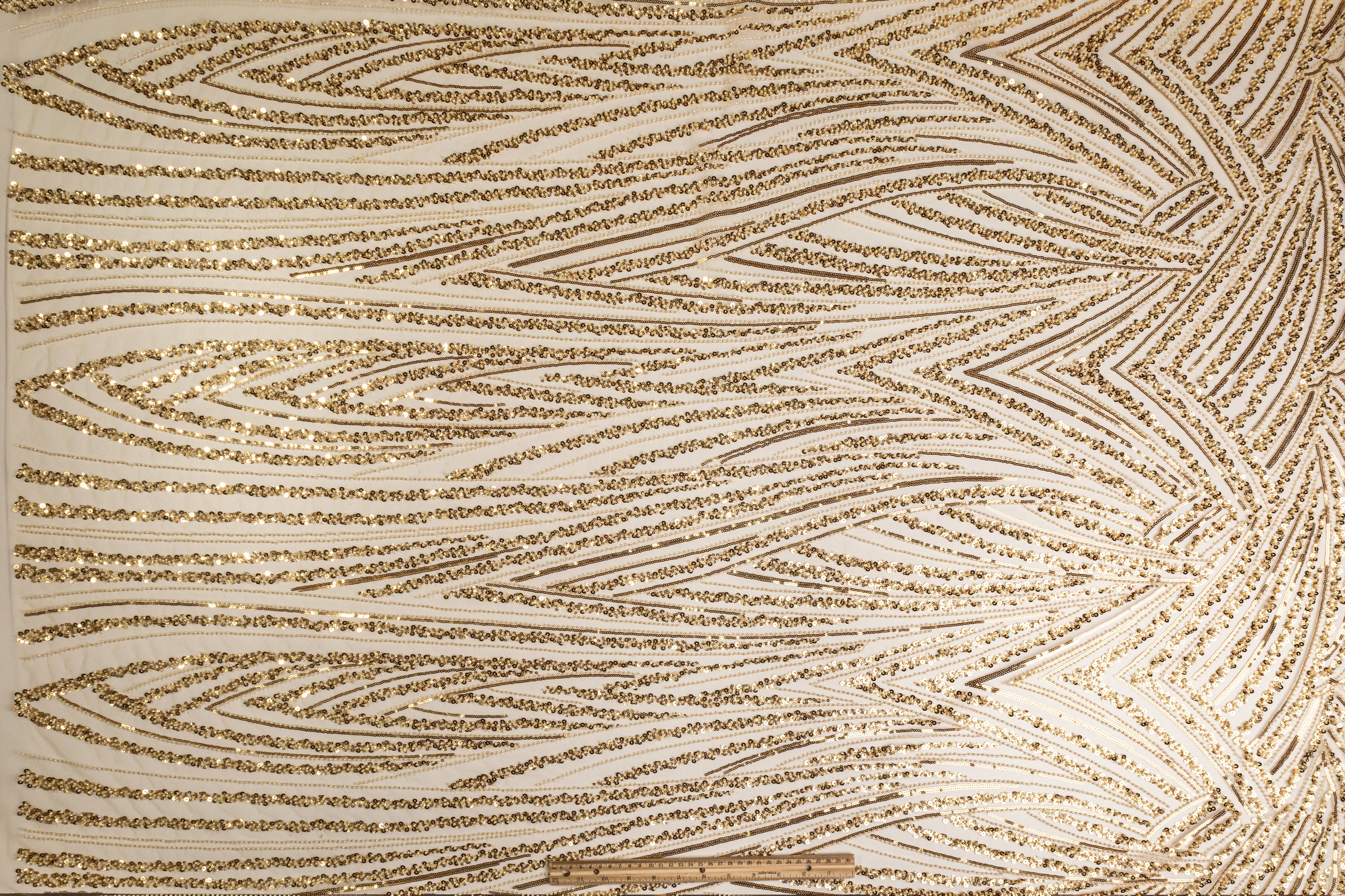 Beaded and Sequined Mesh - Champagne Gold