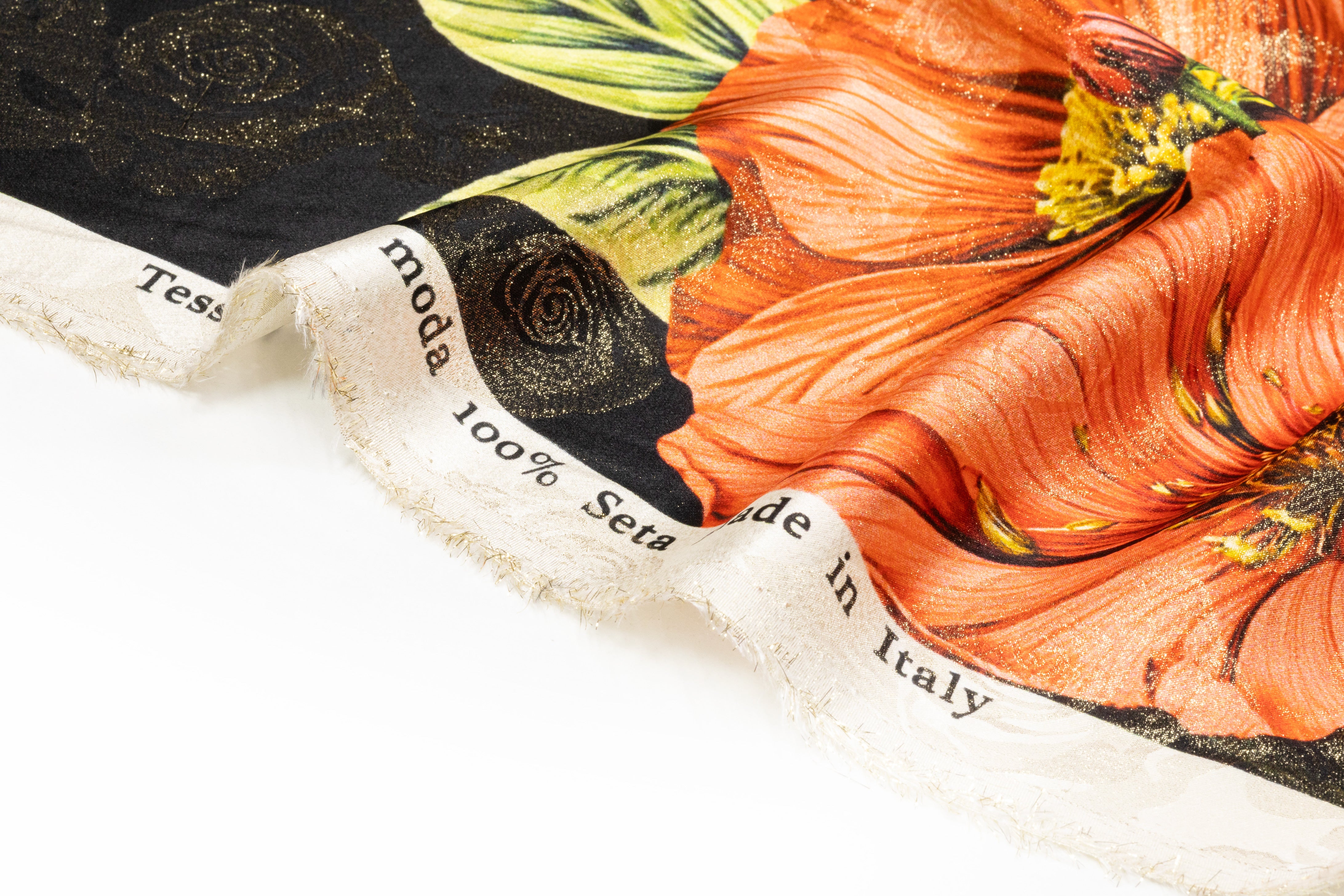 Floral Italian Silk Jacquard Lamé - Red / Pink / Gold