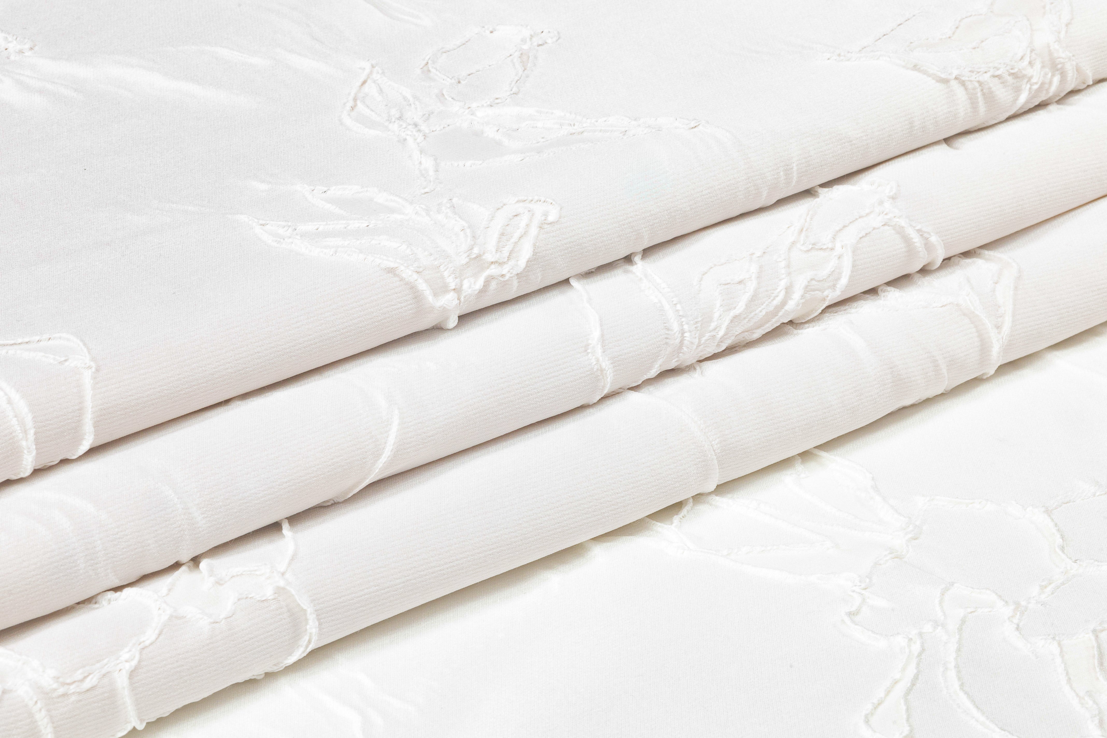 Abstract Italian Silk Blend Cloqué Brocade - Off White