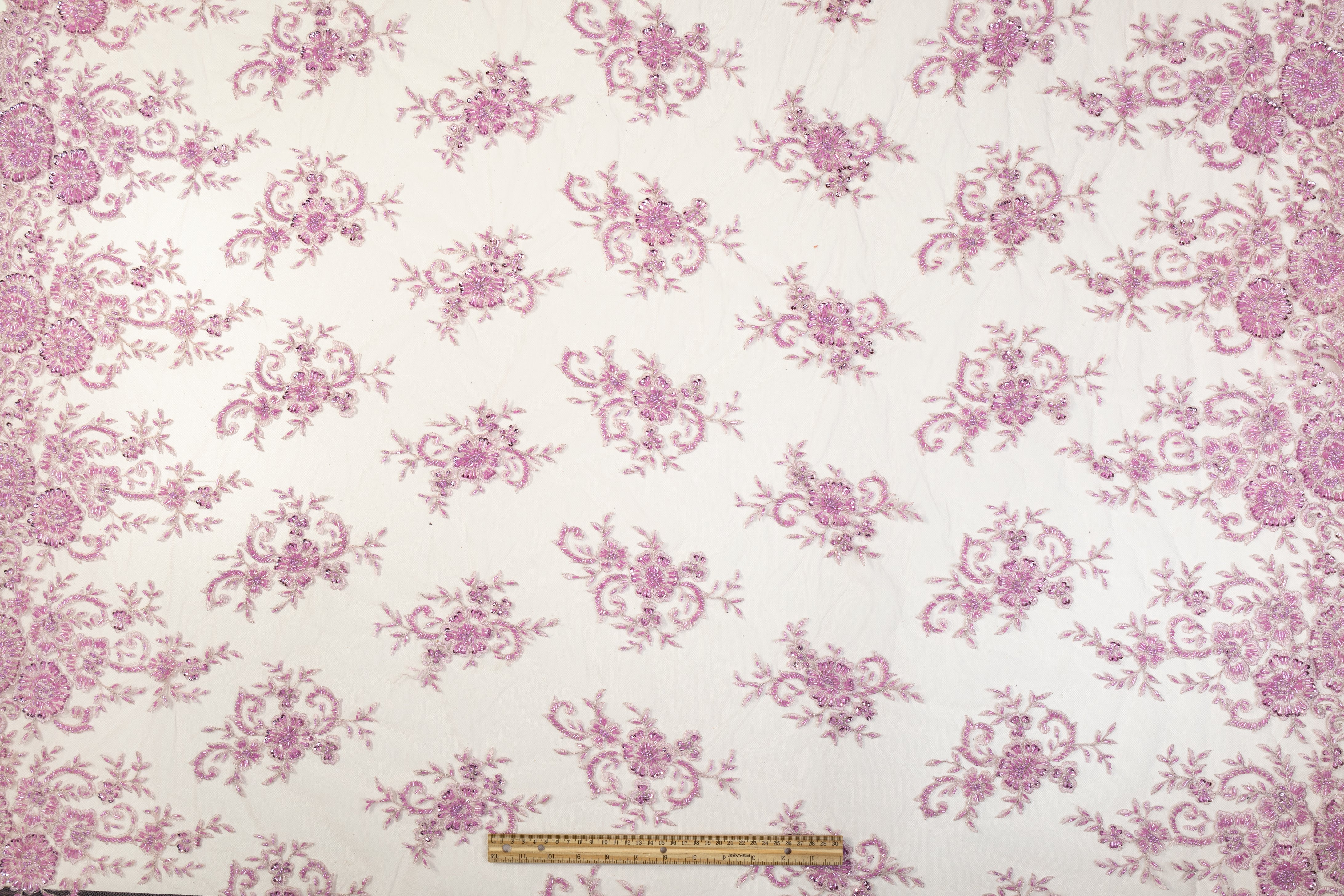 Beaded and Embroidered Tulle - Pink