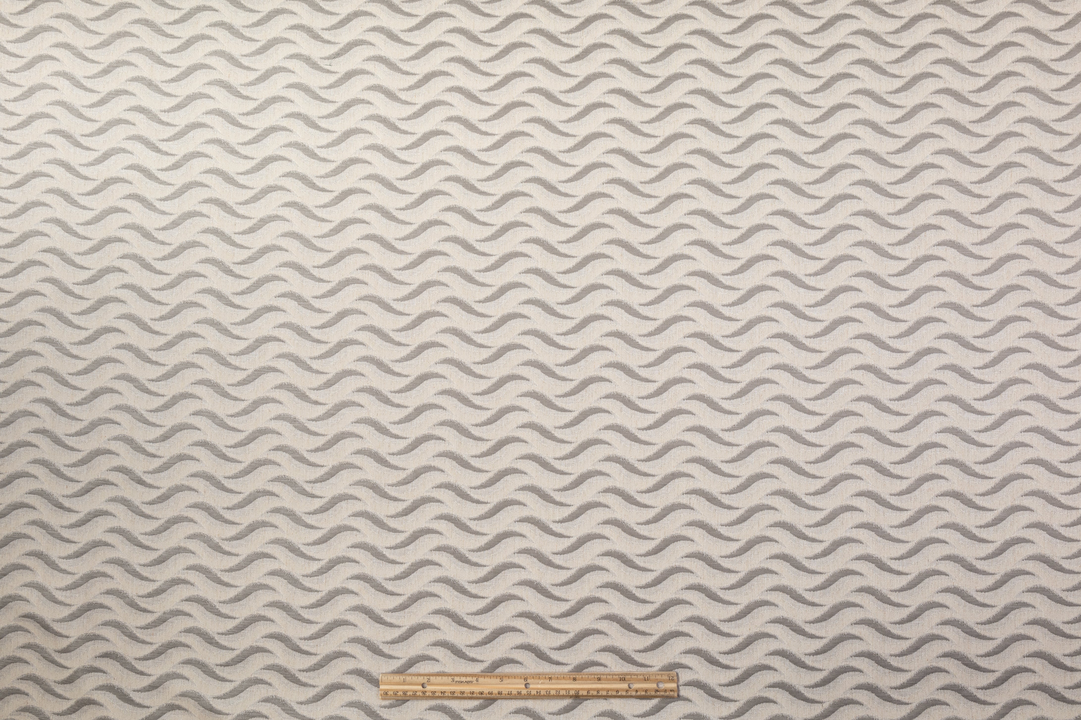 Wavy Italian Cotton Nylon Brocade - Gray / Taupe