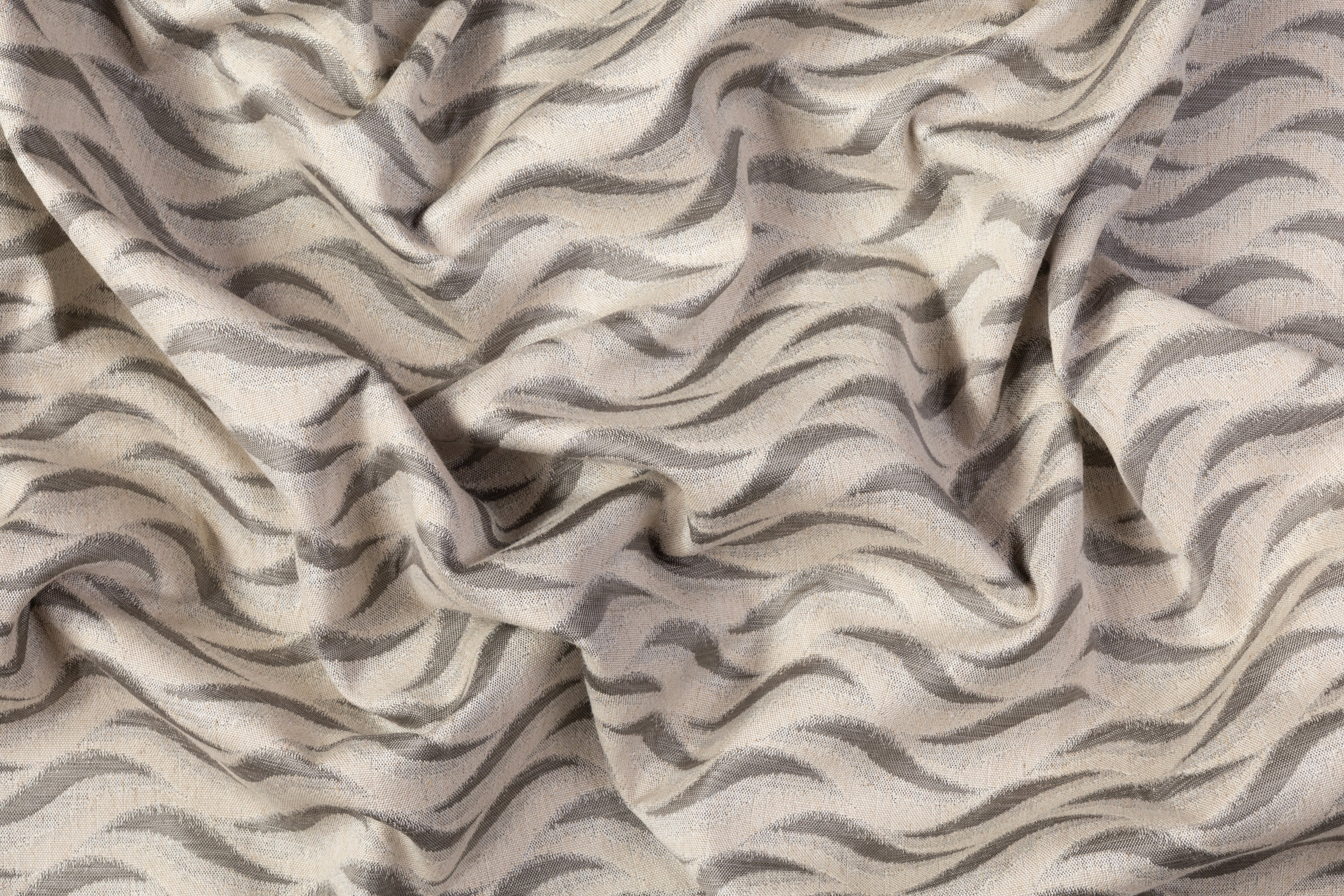 Wavy Italian Cotton Nylon Brocade - Gray / Taupe