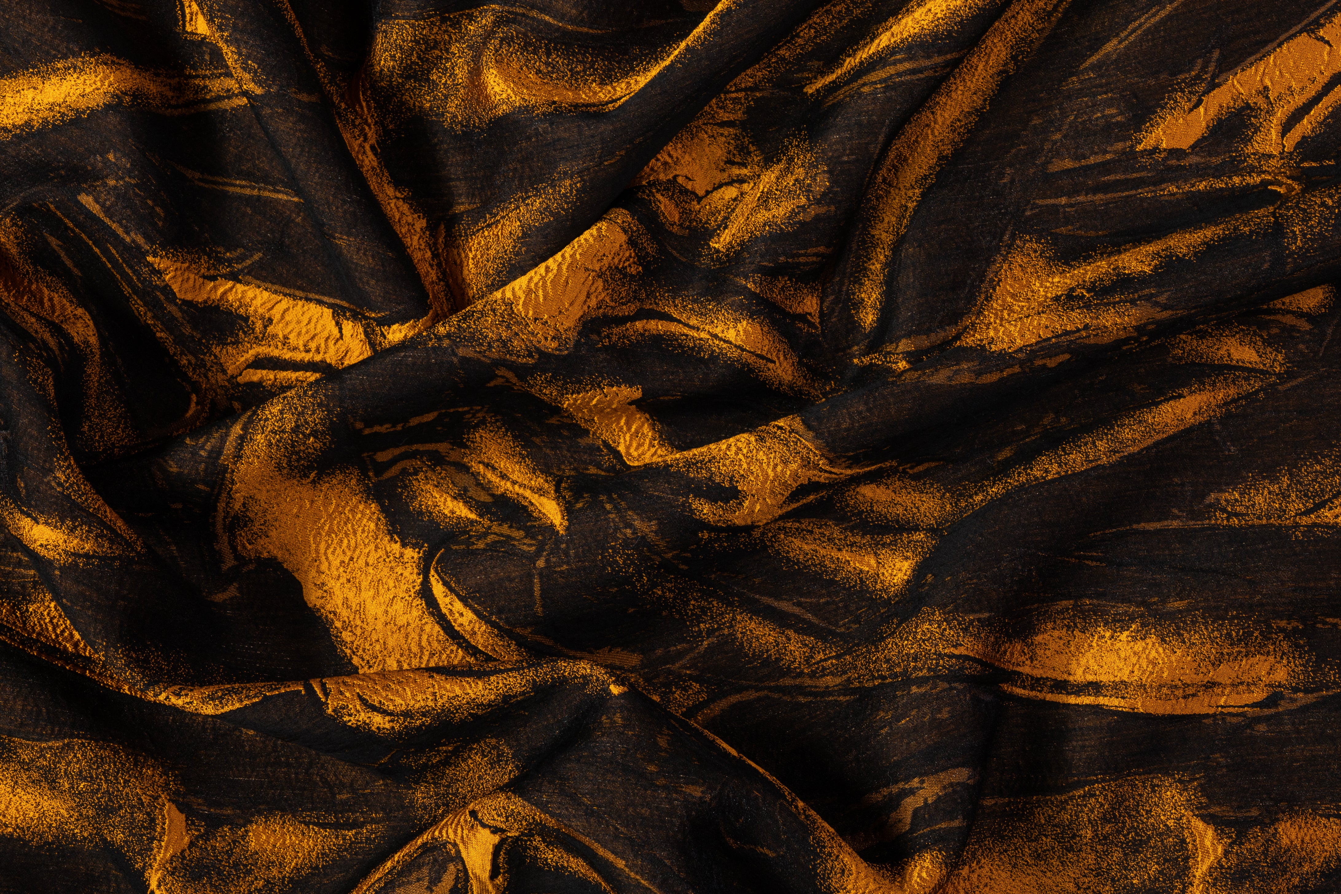 Abstract Italian Brocade - Black / Yellow