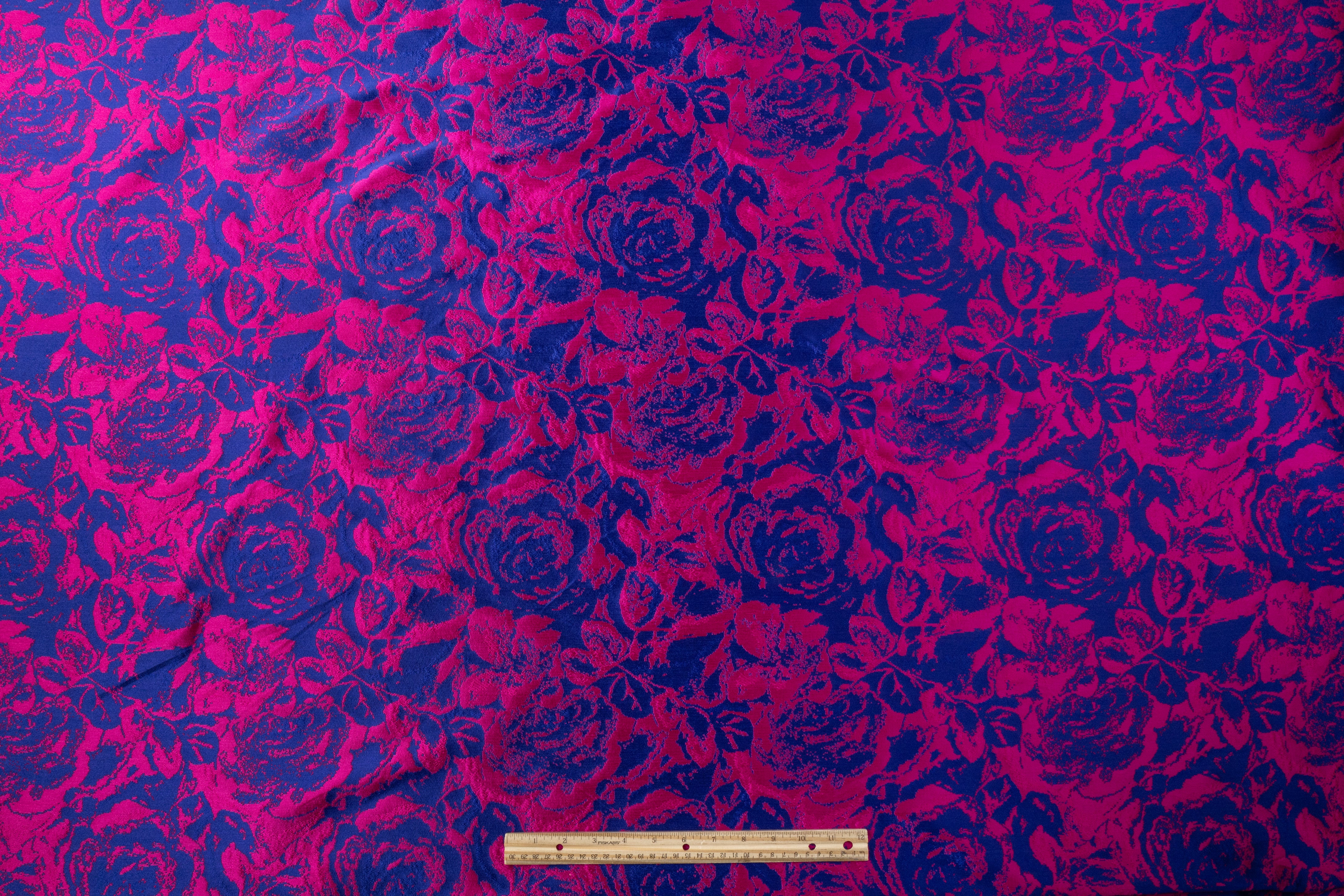 Floral Italian Brocade - Blue / Pink