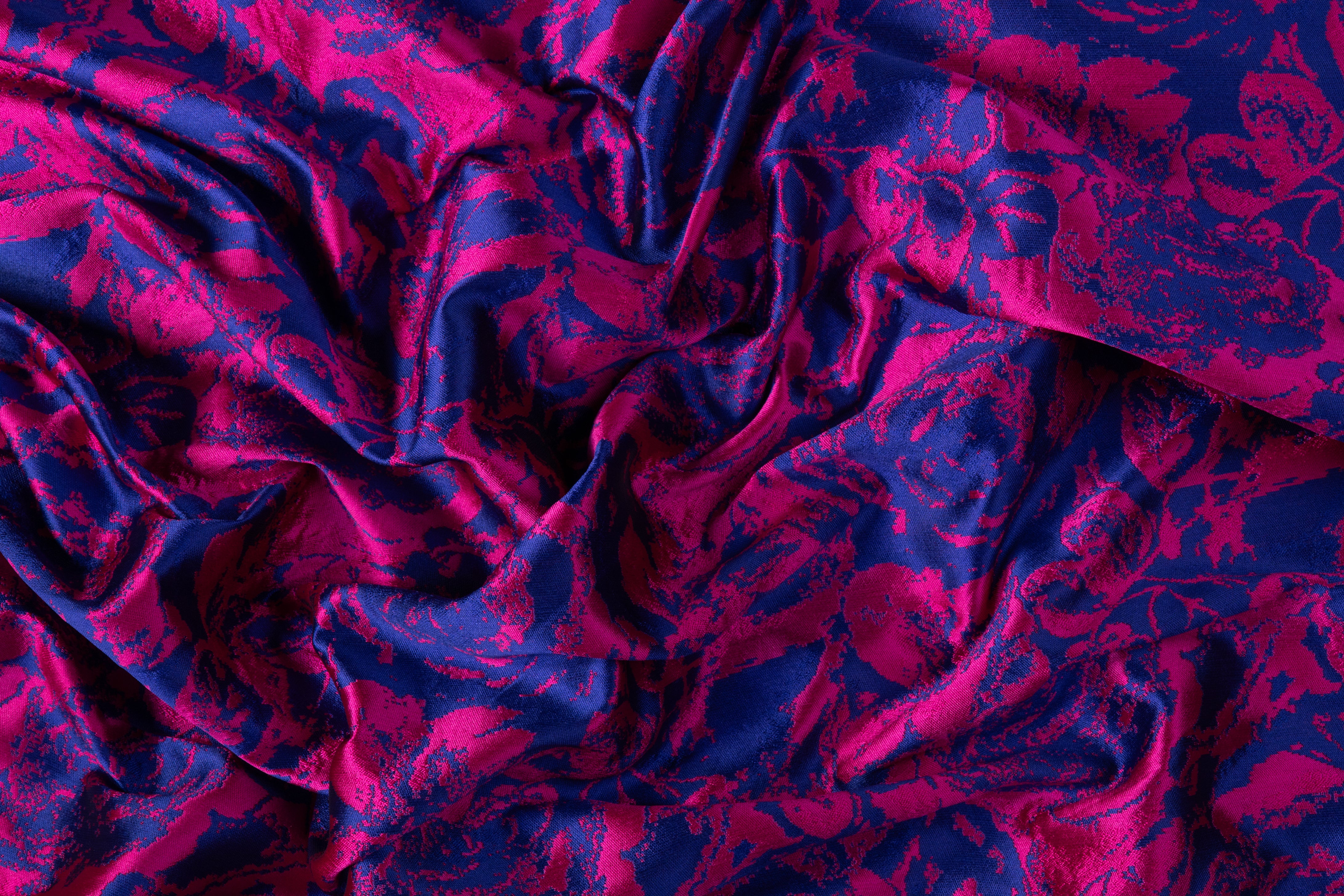 Floral Italian Brocade - Blue / Pink