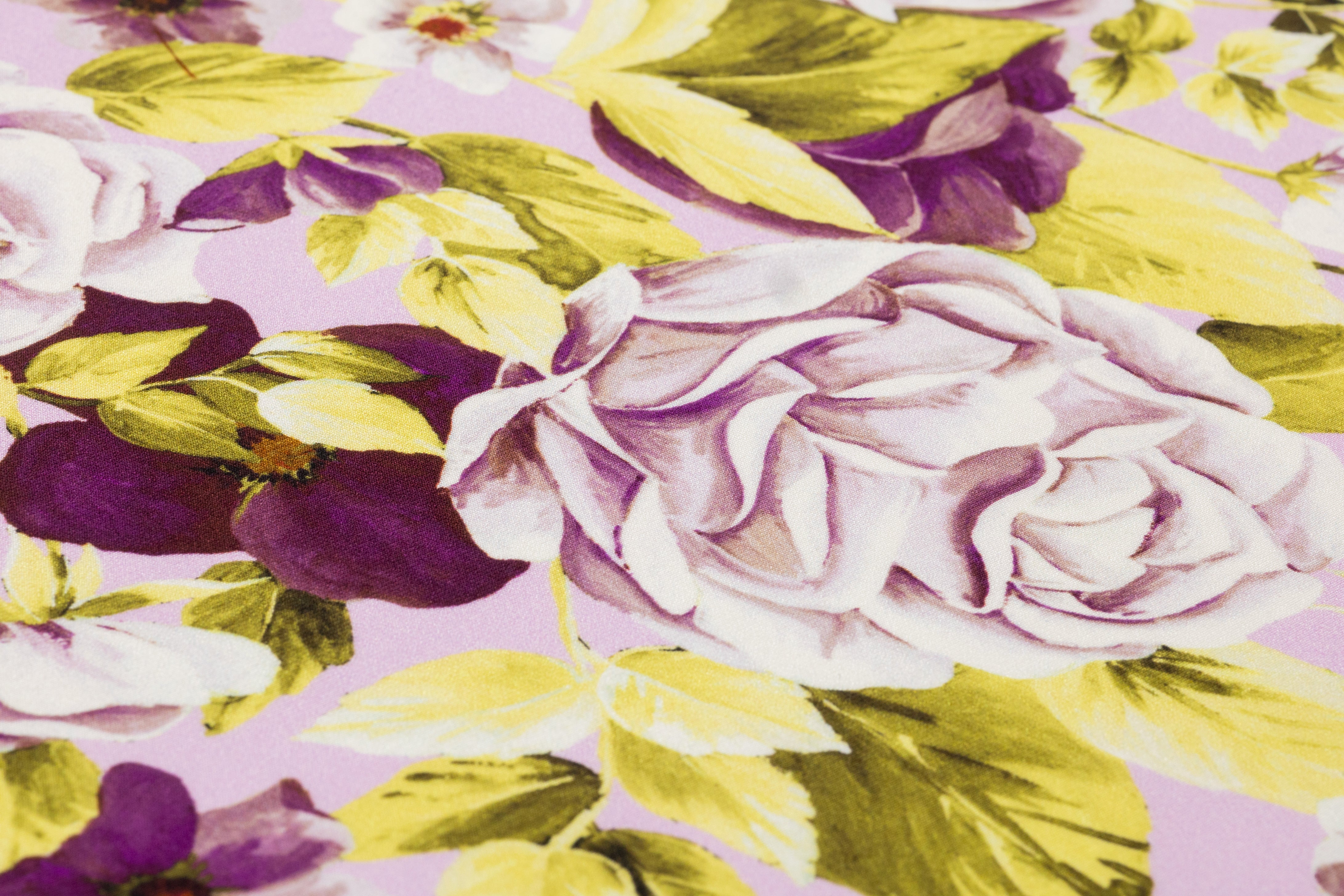 Floral Italian 4 Ply Silk Crepe - Purple / Chartreuse / Pink