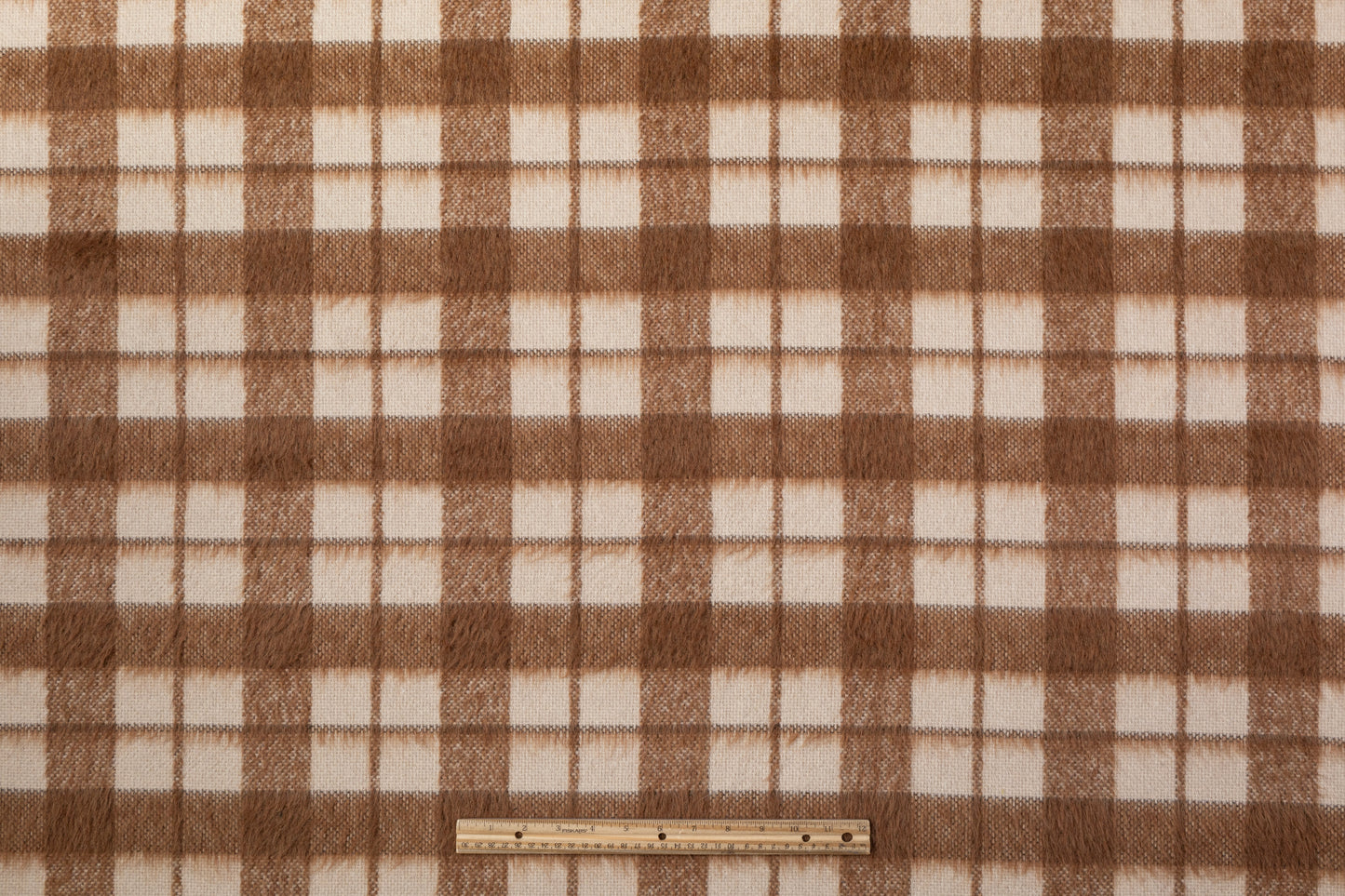 Checked Italian Wool Mohair Blend Coating - Brown