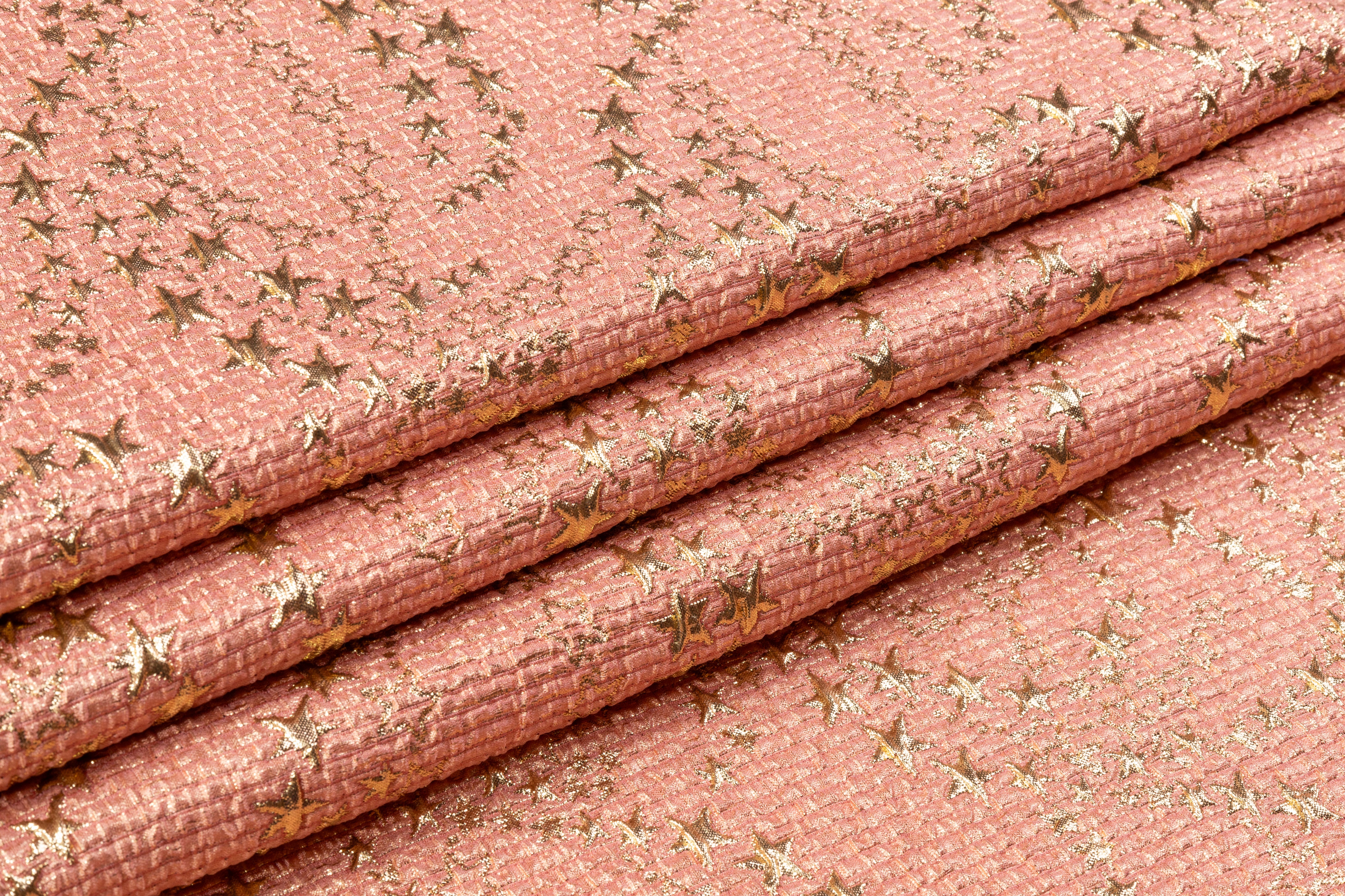 Textured Metallic Wool Blend Brocade - Peach / Gold