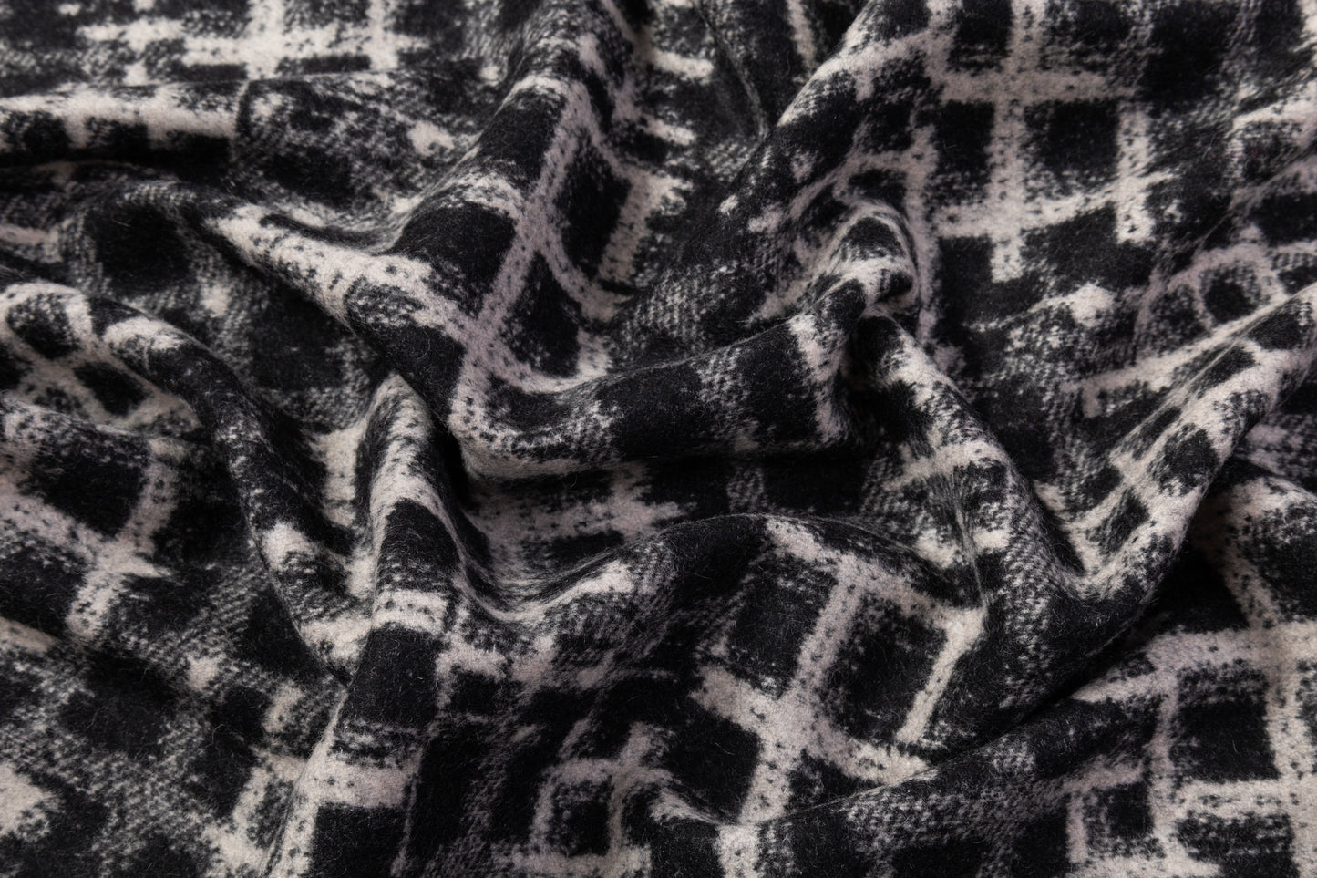 Abstract Italian Wool Coating - Gray / Black