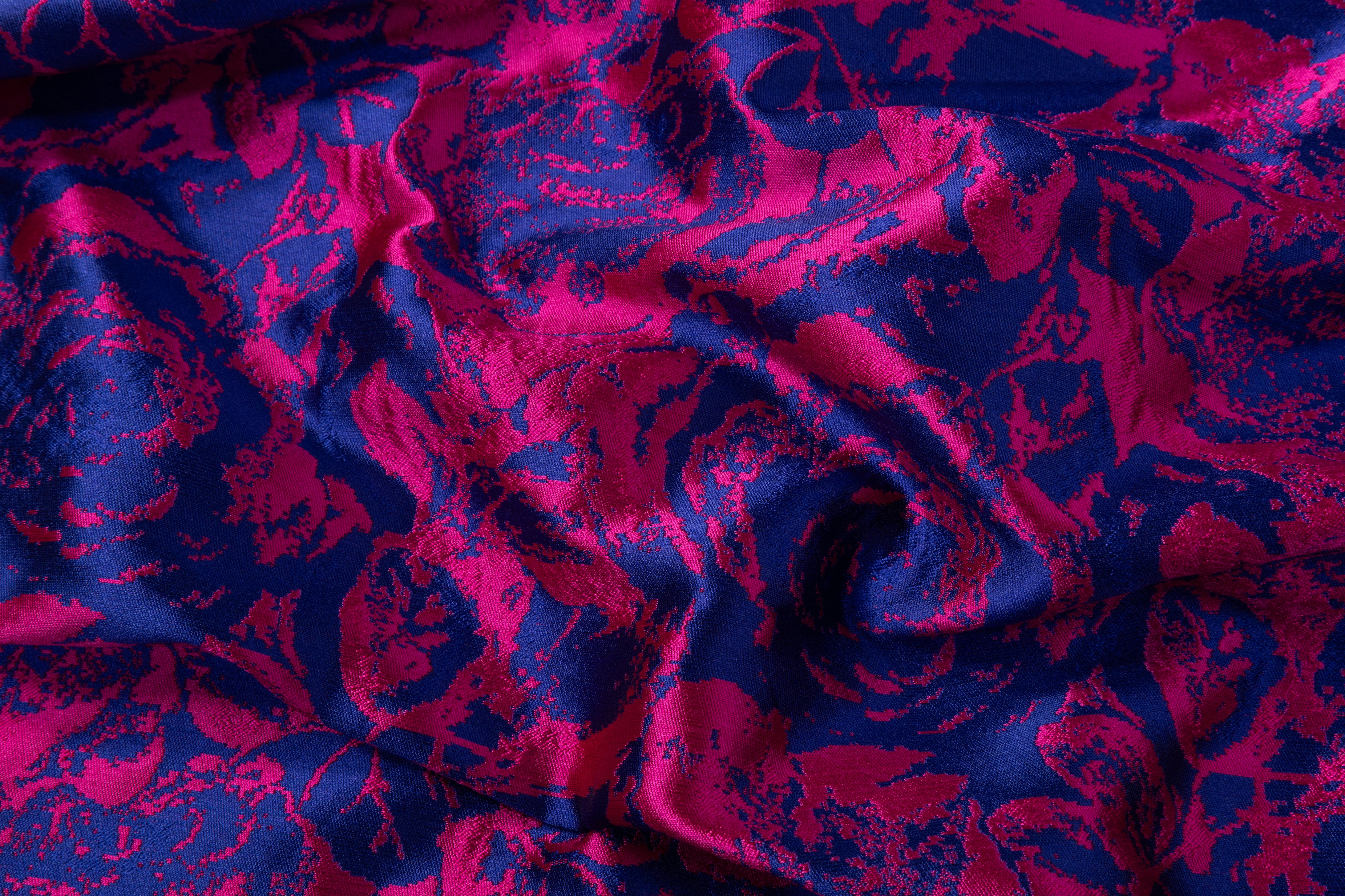 Floral Italian Brocade - Blue / Pink