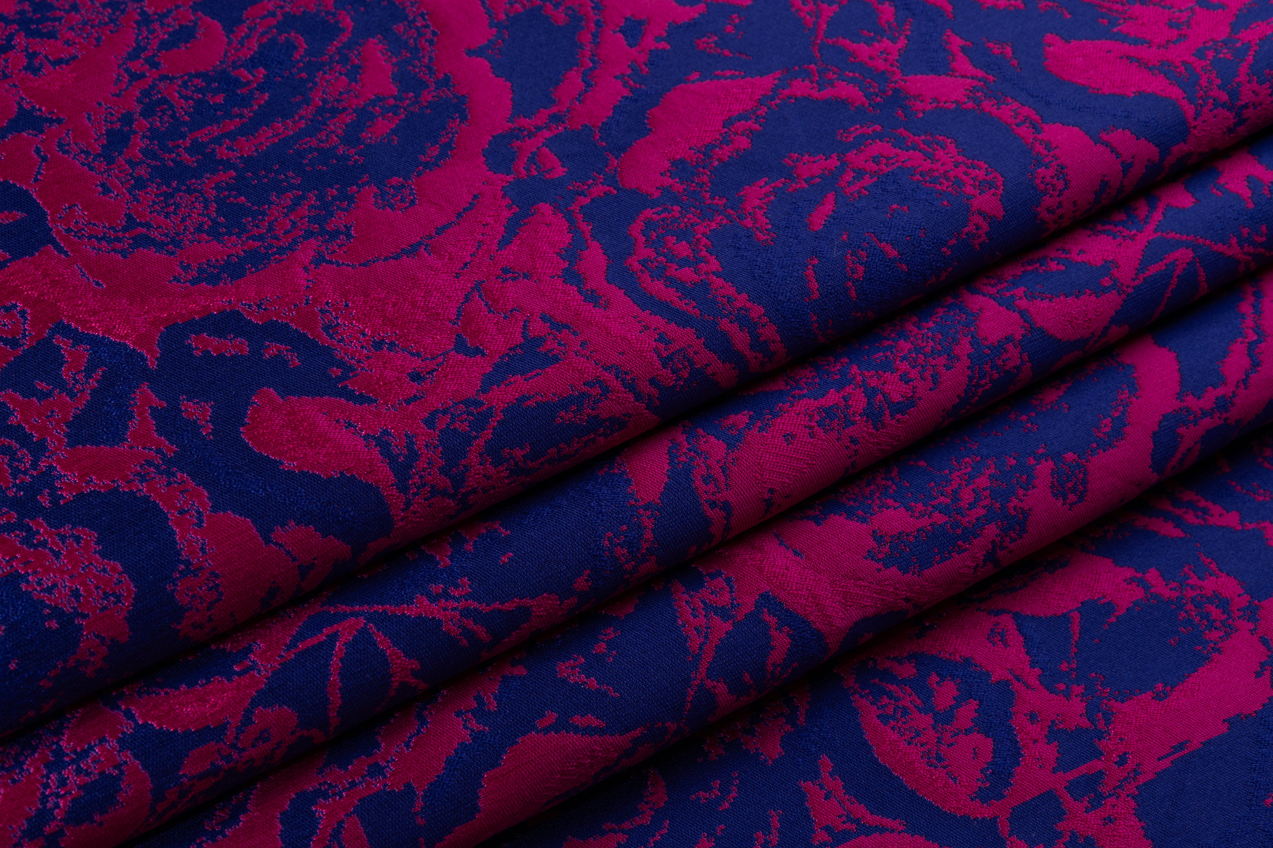 Floral Italian Brocade - Blue / Pink