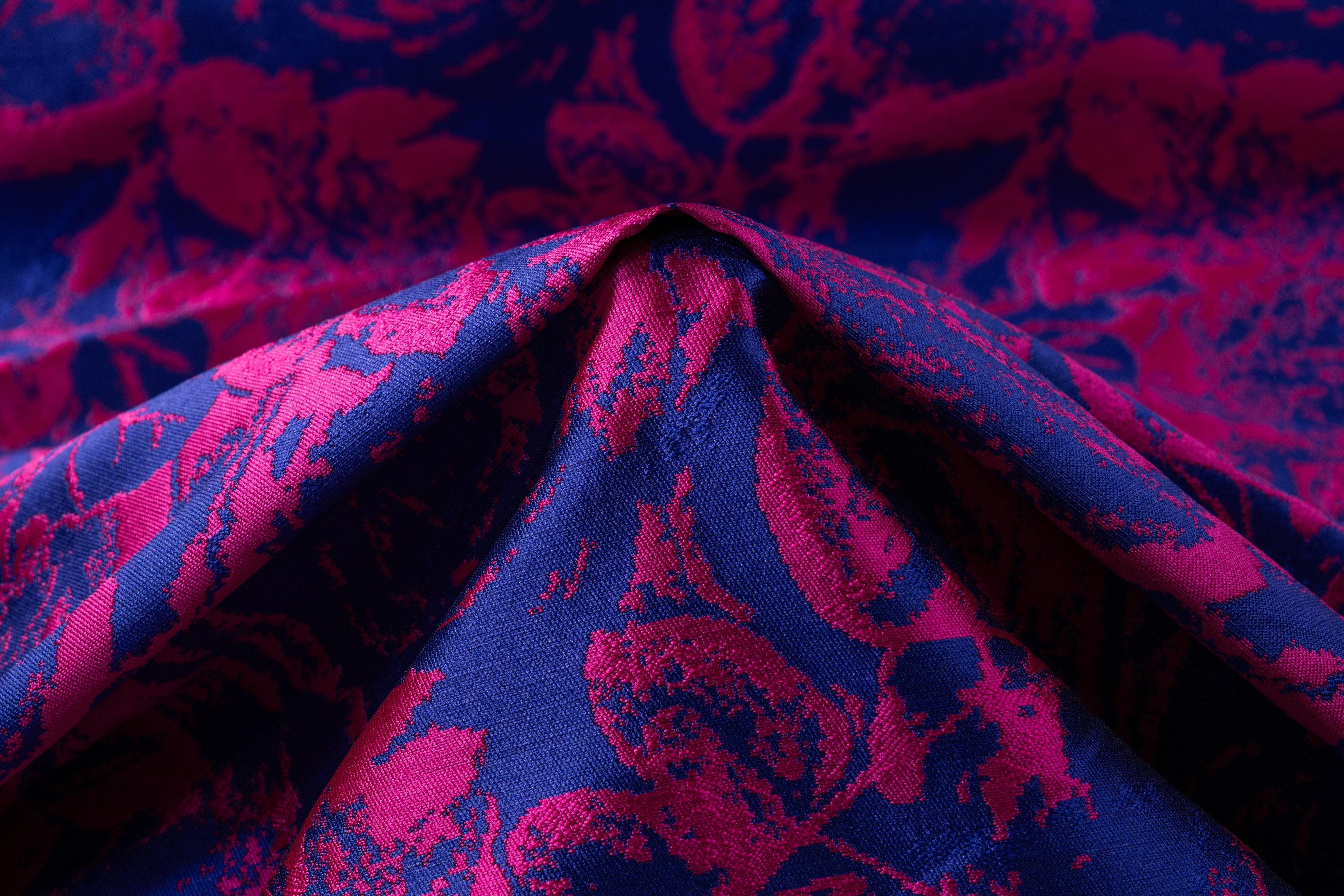 Floral Italian Brocade - Blue / Pink