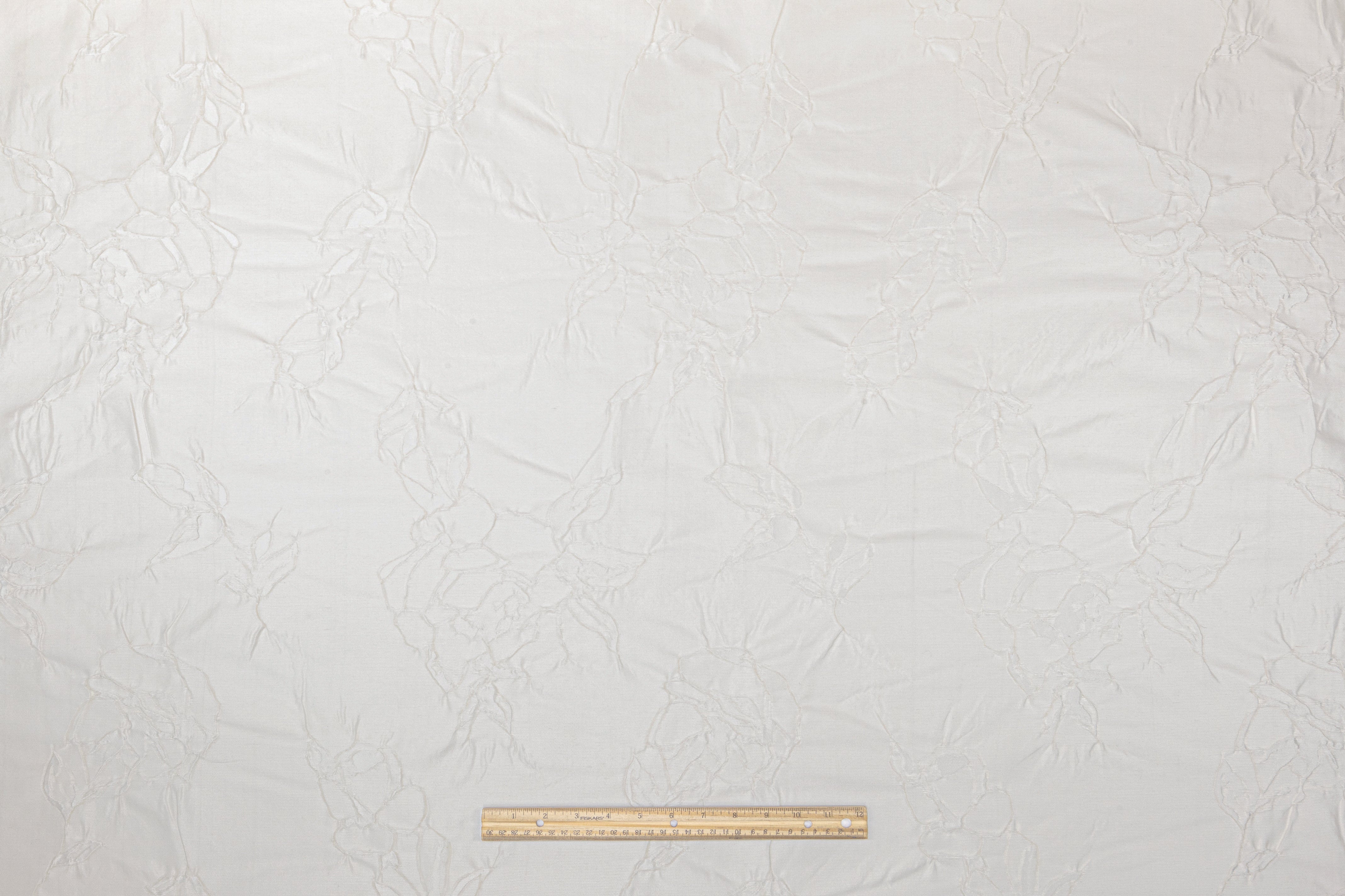 Abstract Italian Silk Blend Cloqué Brocade - Off White