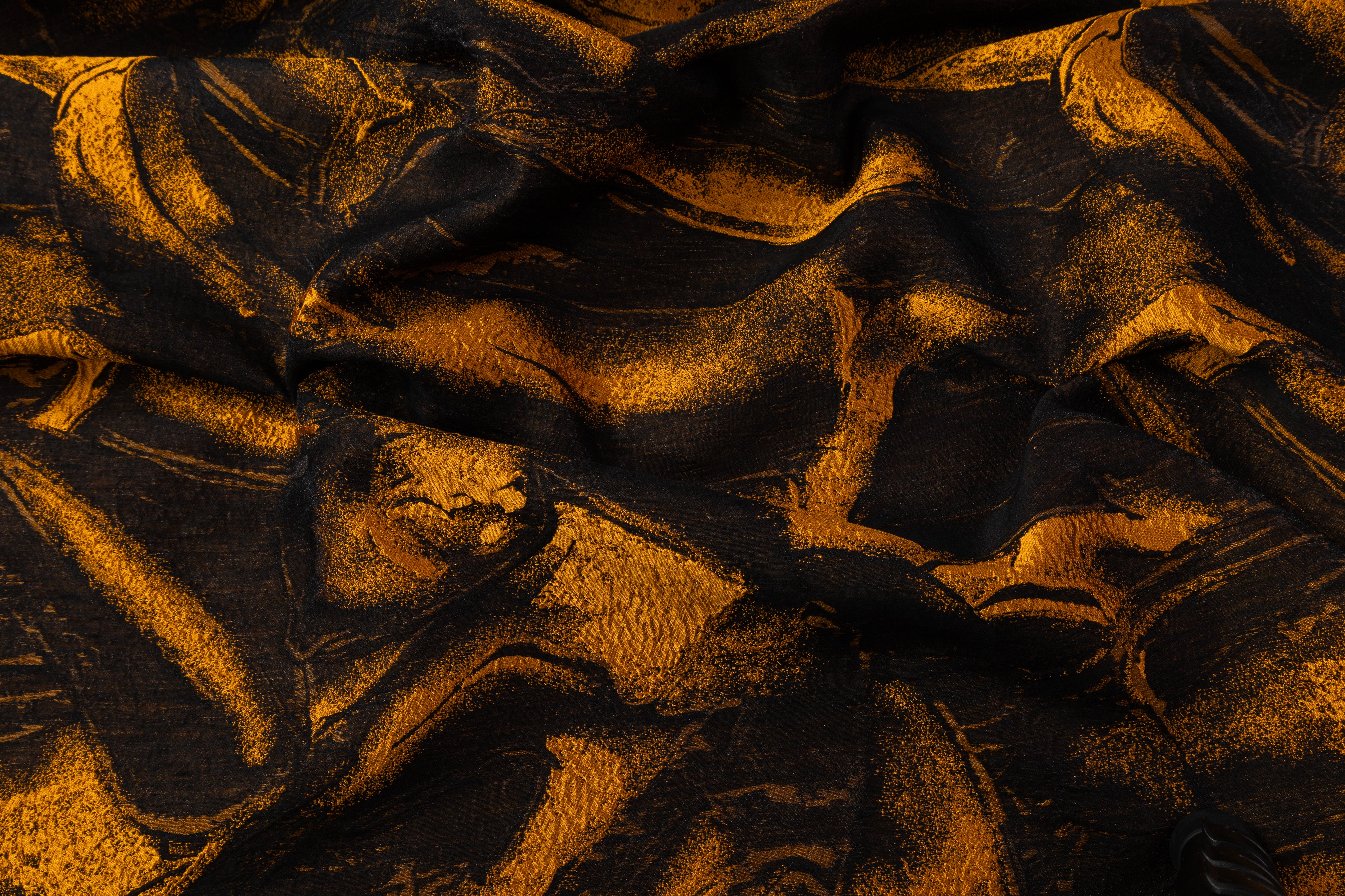 Abstract Italian Brocade - Black / Yellow