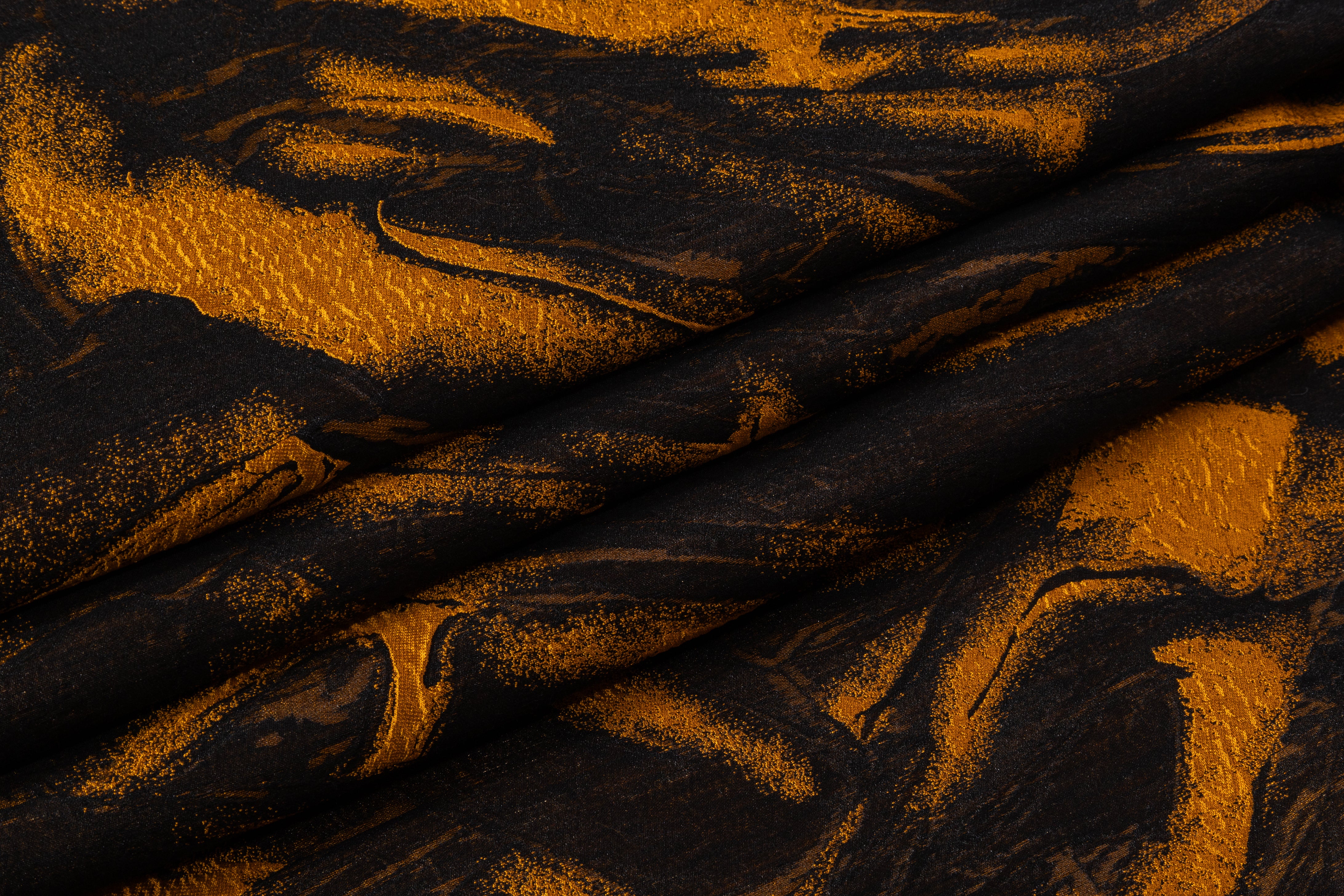Abstract Italian Brocade - Black / Yellow
