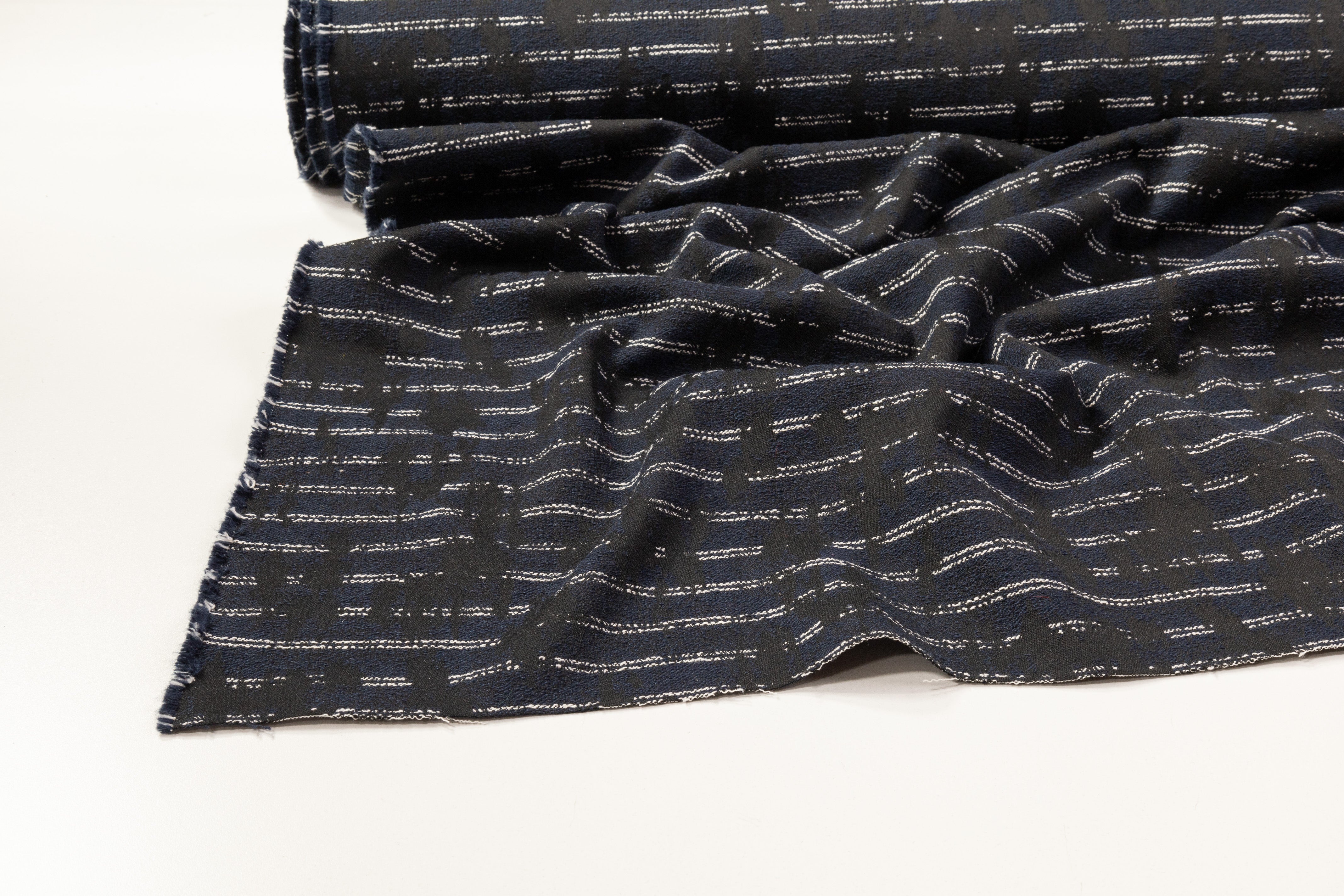 Armani - Abstract Italian Cotton Nylon Brocade - Blue / Black