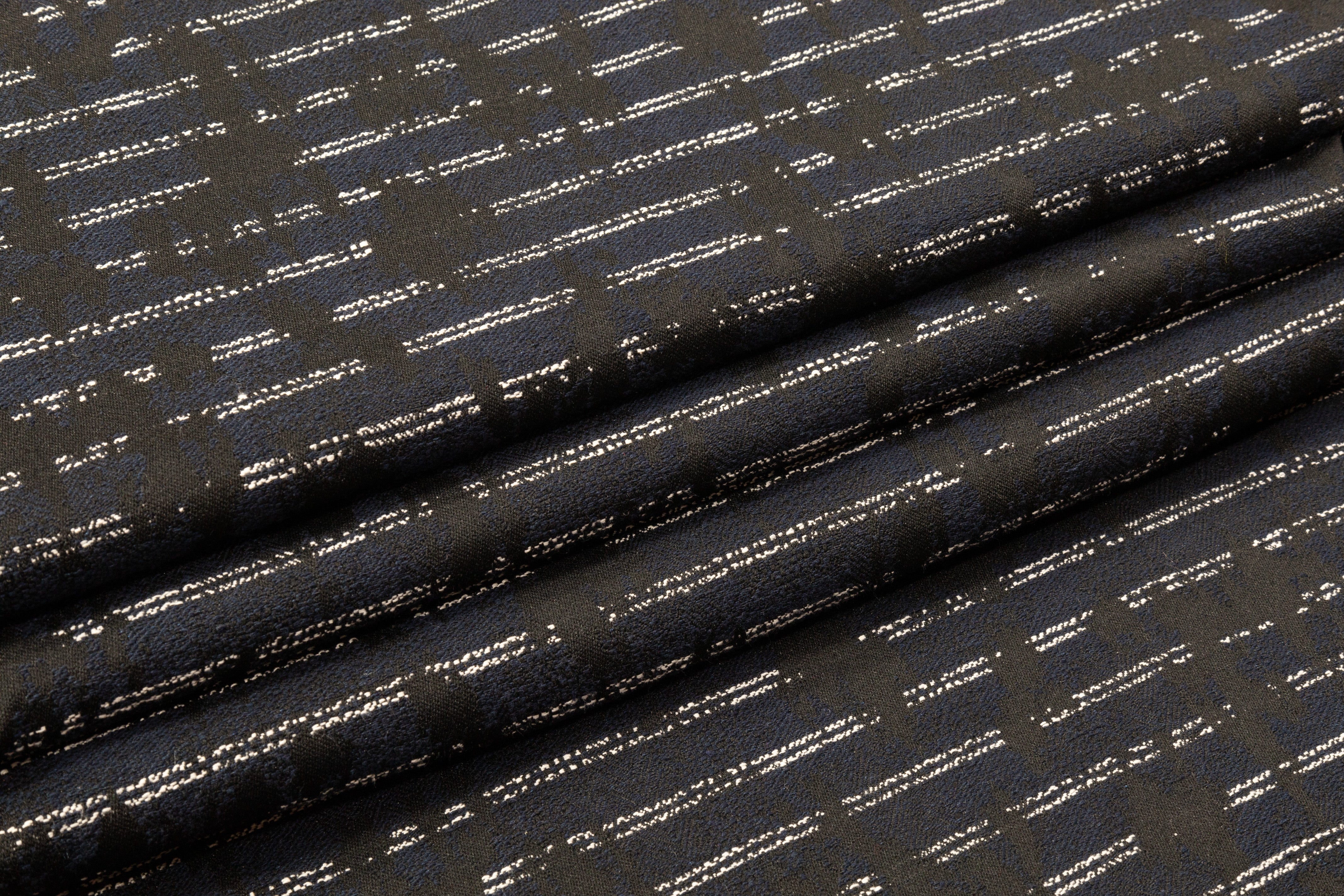 Armani - Abstract Italian Cotton Nylon Brocade - Blue / Black