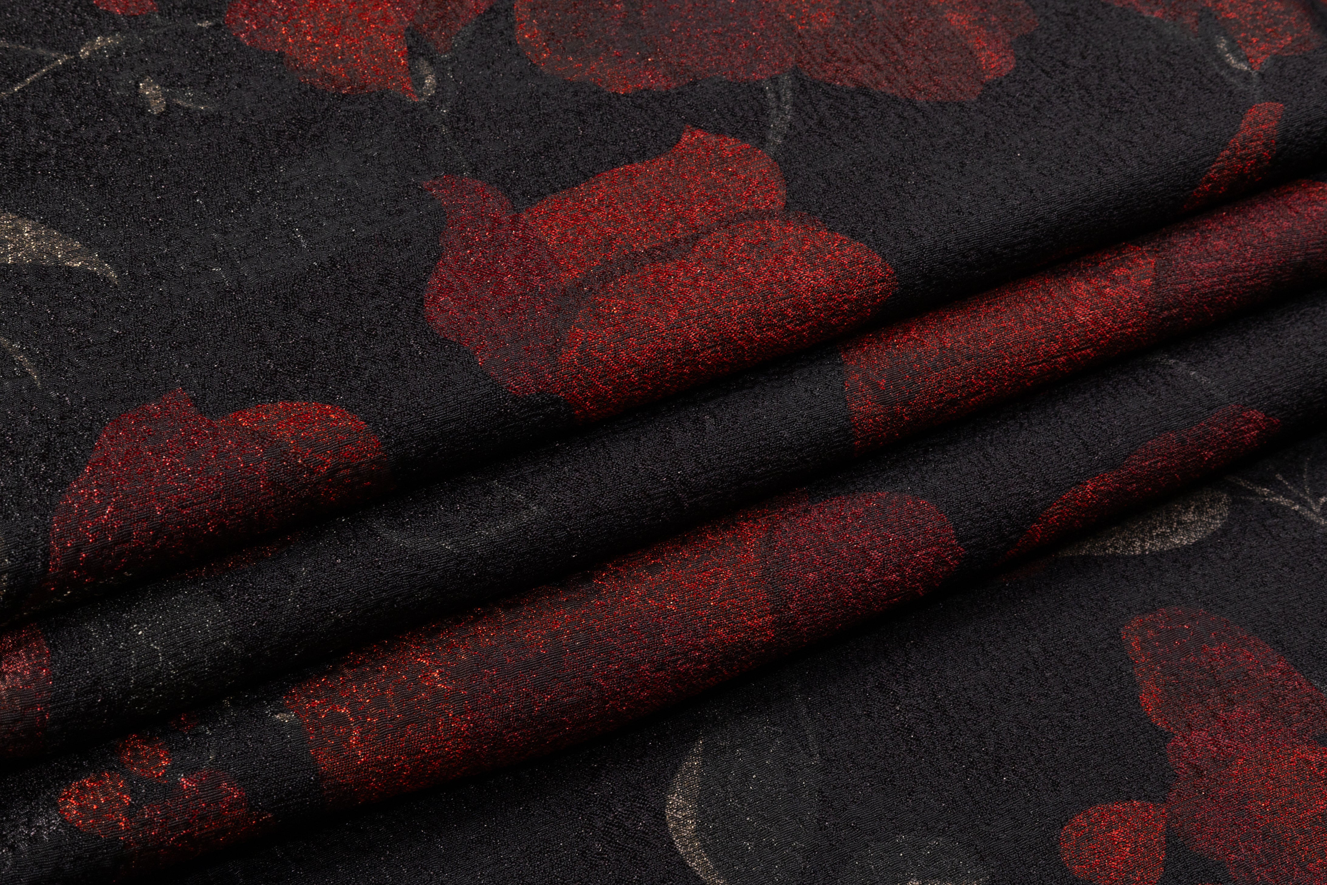 Marni - Printed Italian Textured Brocade - Black / Red