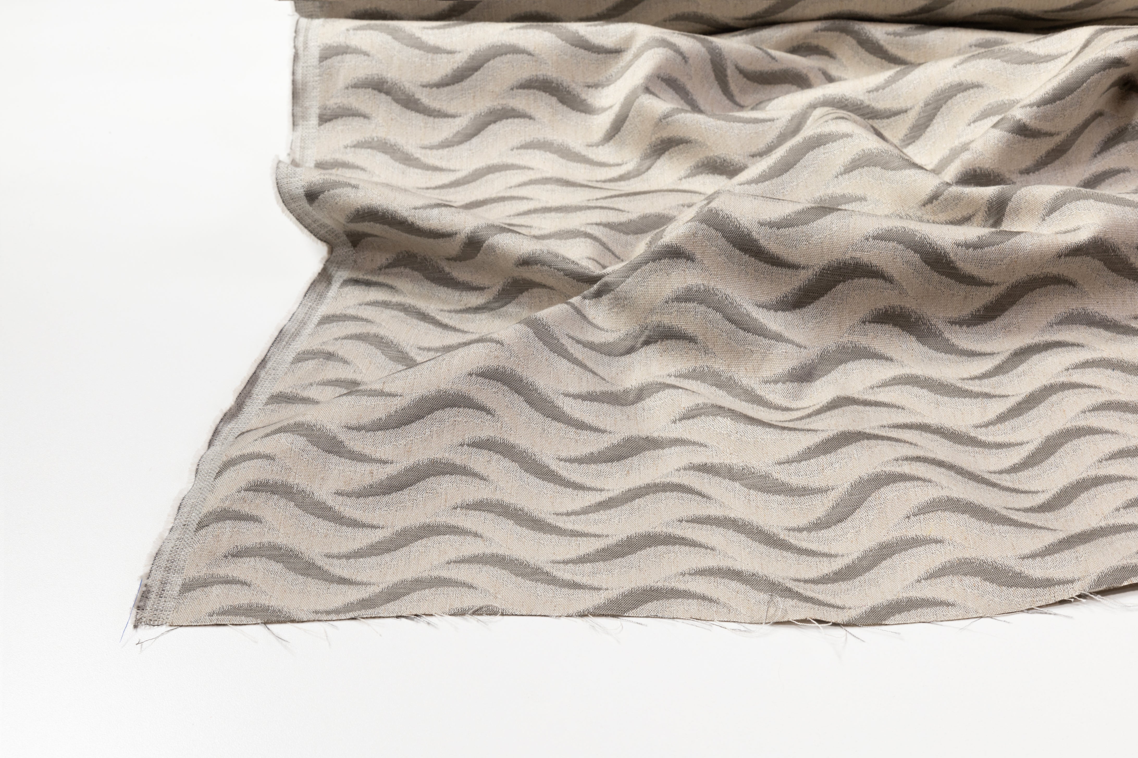 Wavy Italian Cotton Nylon Brocade - Gray / Taupe