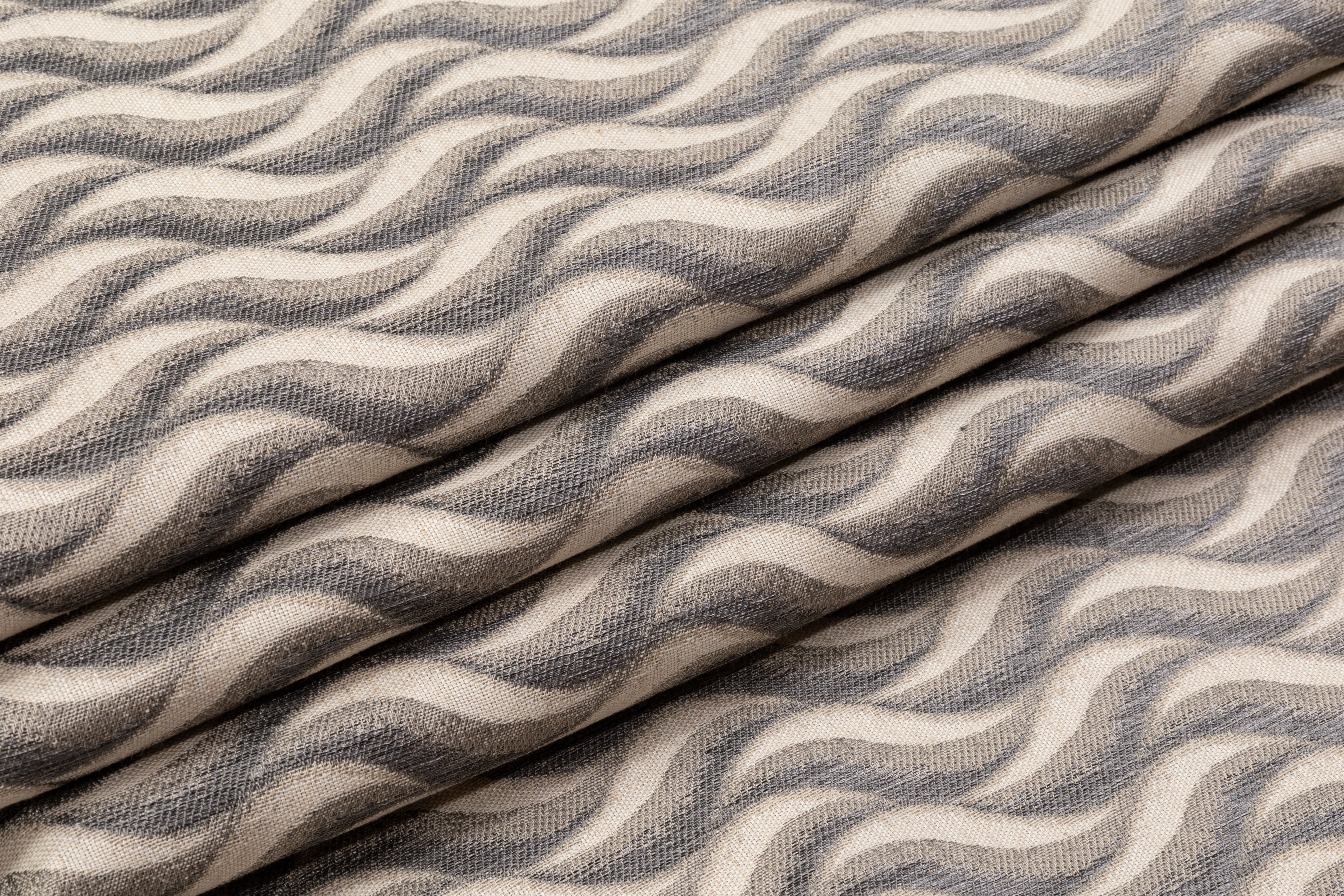 Wavy Italian Cotton Nylon Brocade - Gray / Taupe