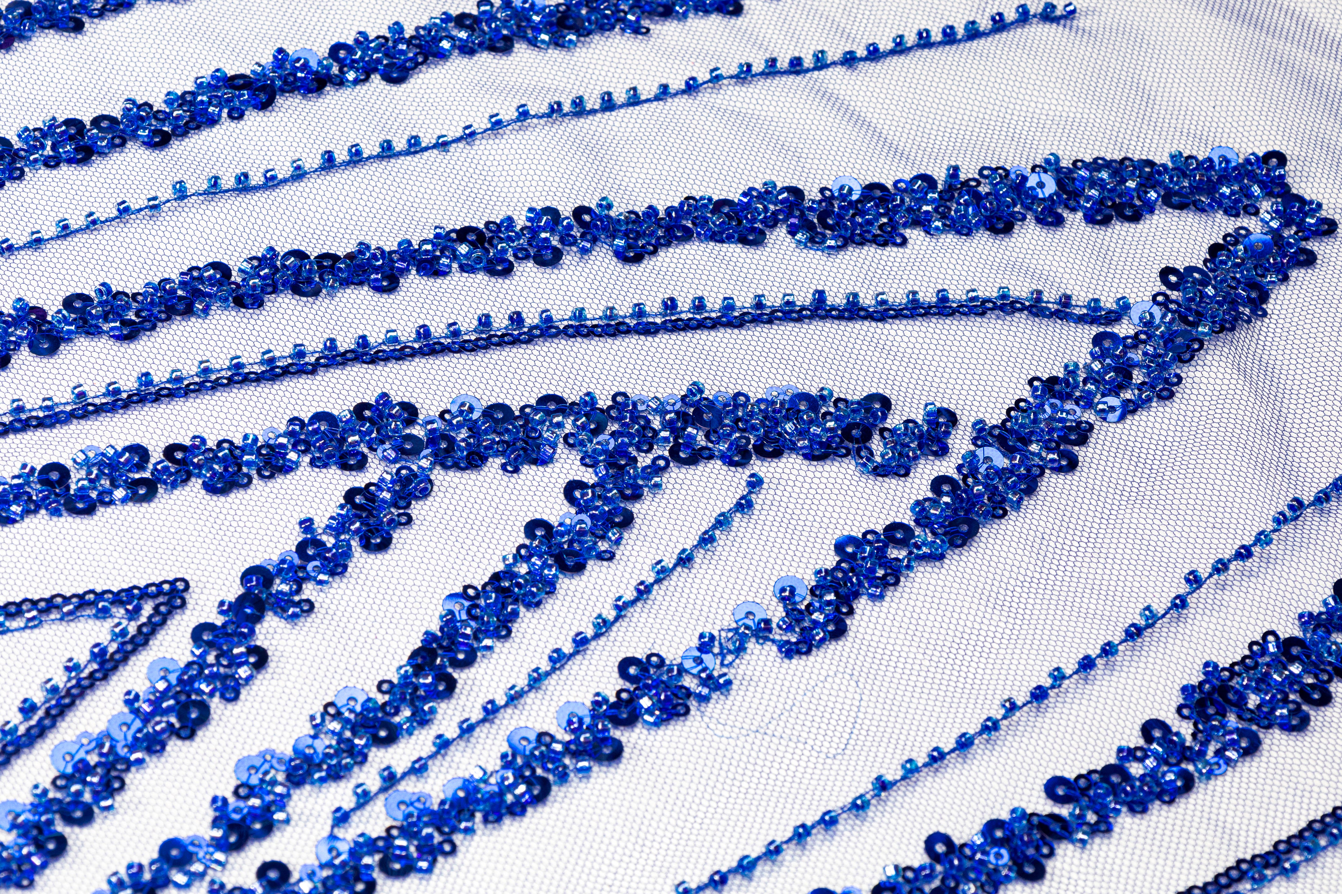Beaded and Sequined Mesh - Royal Blue