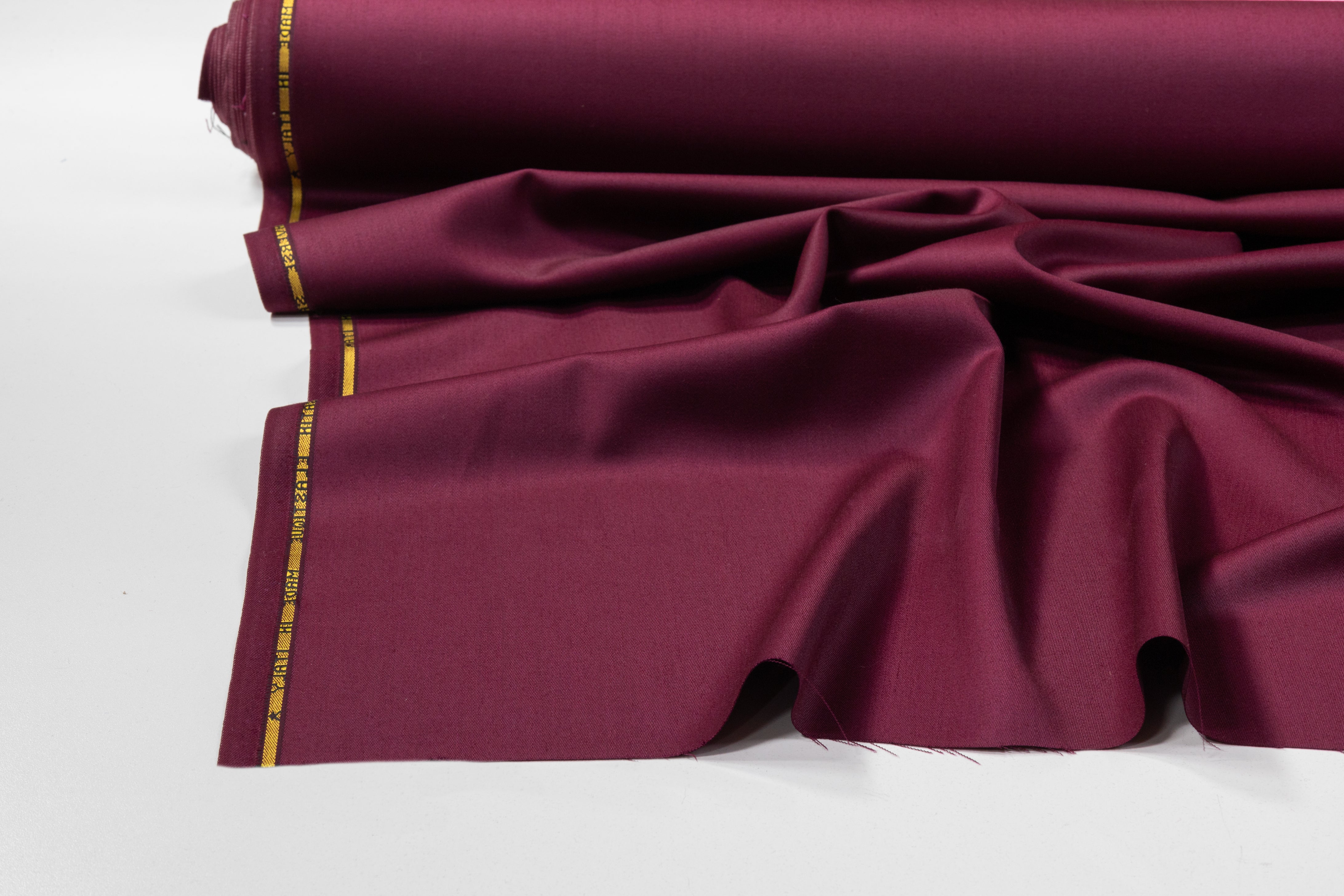 Italian Wool Satin Suiting - Burgundy