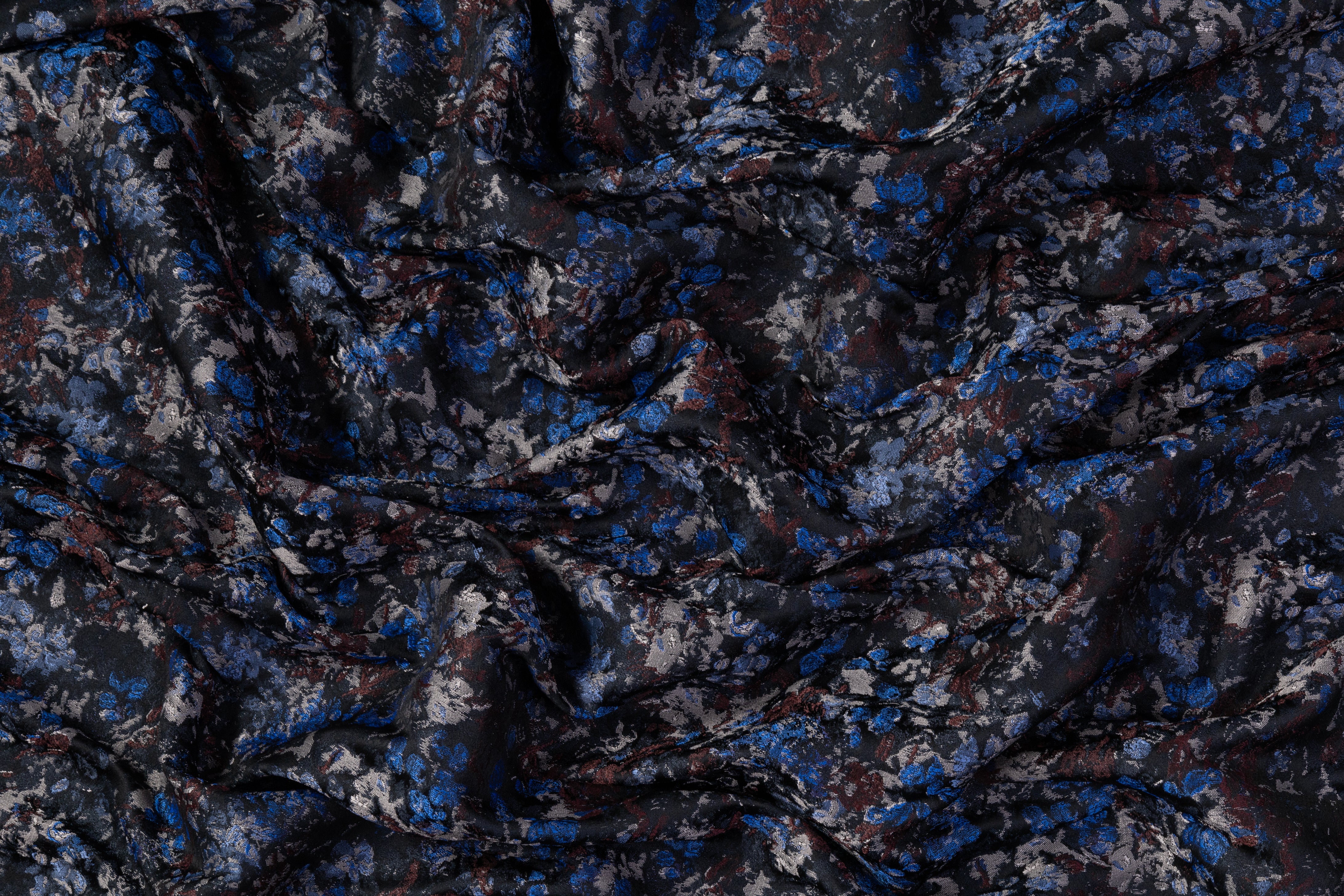 Abstract Italian Brocade - Blue / Burgundy / Gray