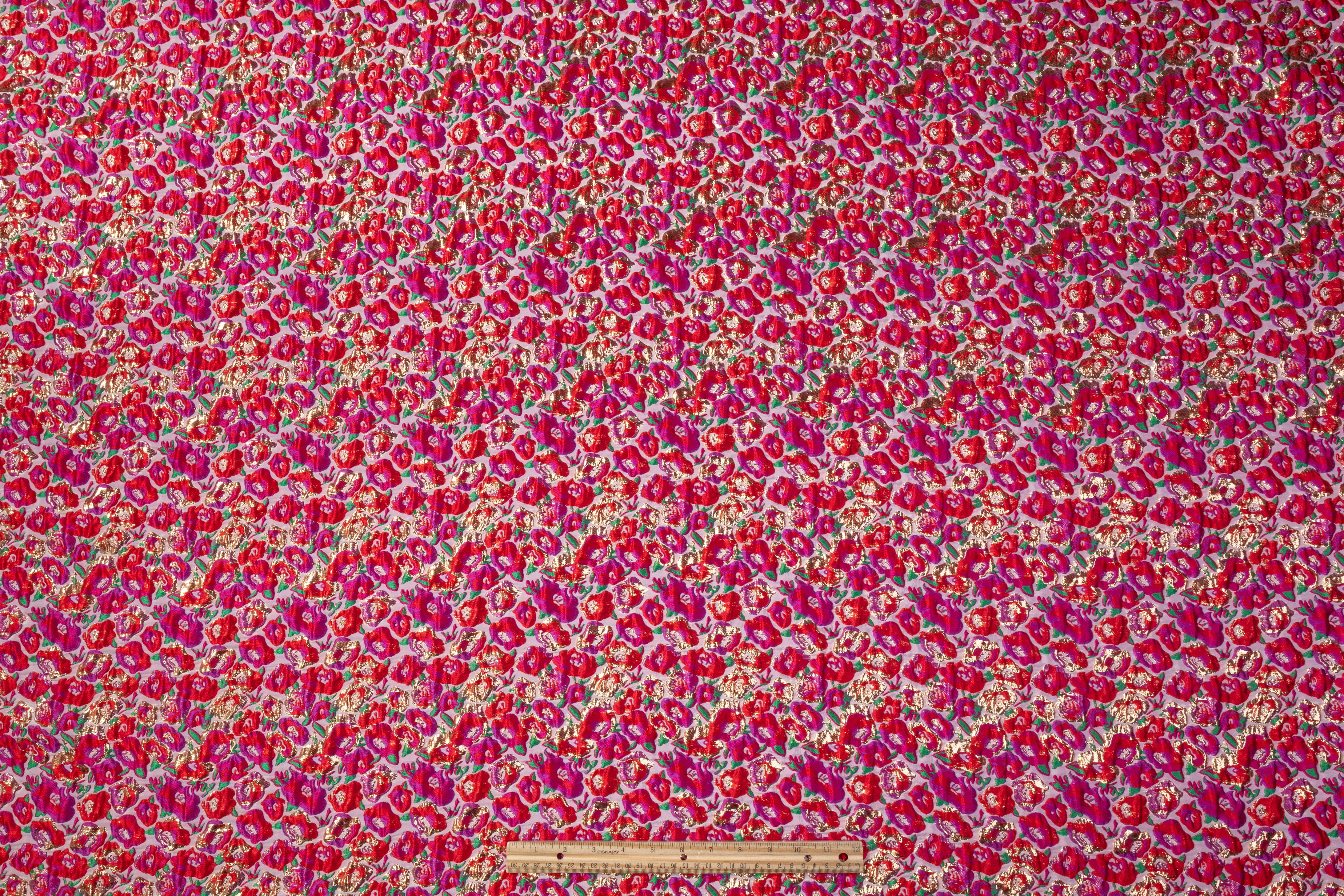 Crushed Metallic Italian Brocade - Red / Purple / Green / Gold