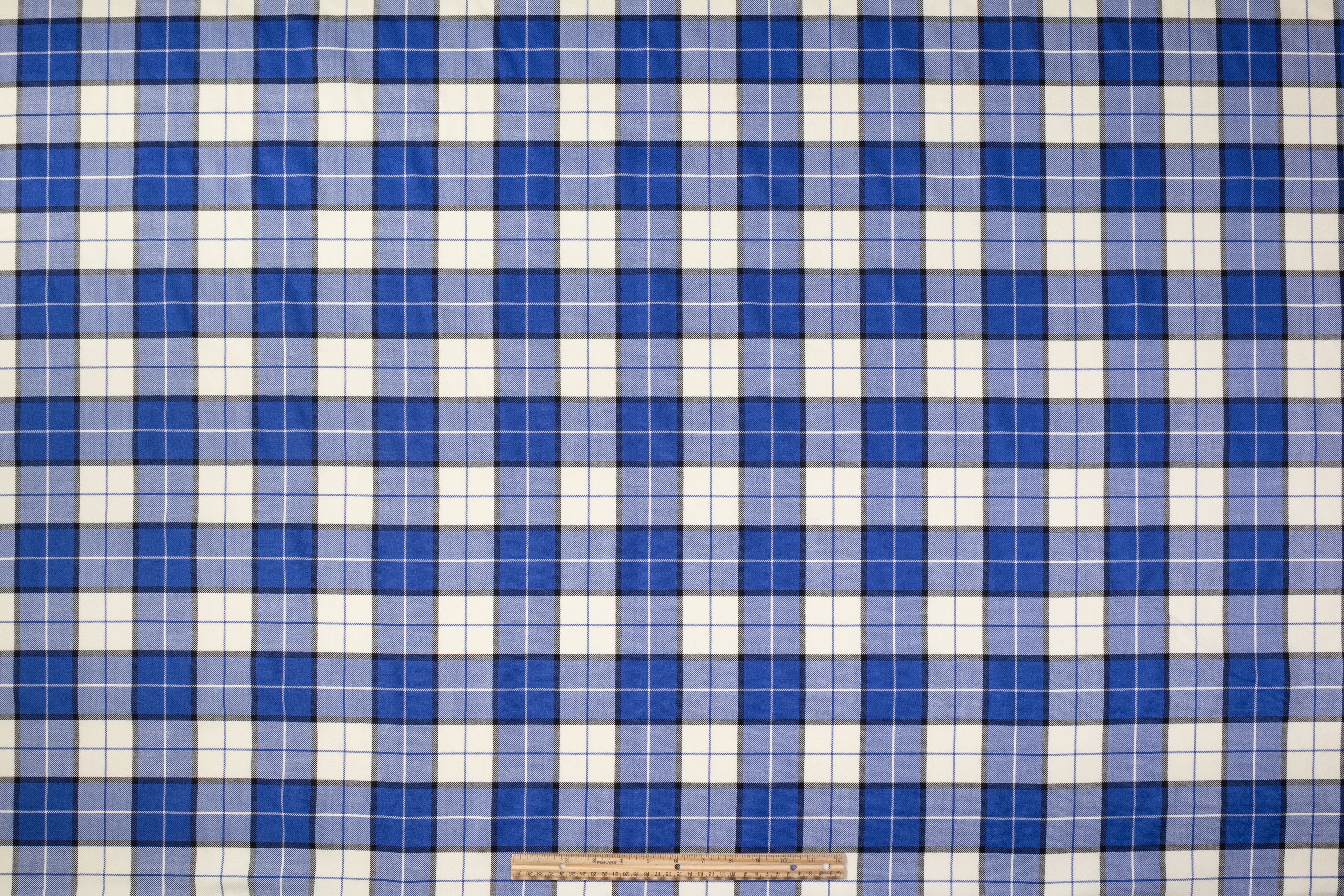 Tartan Italian Wool Suiting - Blue / White