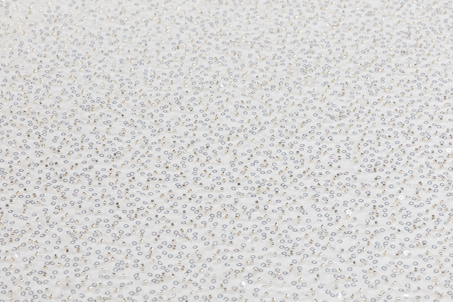 Beaded and Sequined Tulle - Winter White