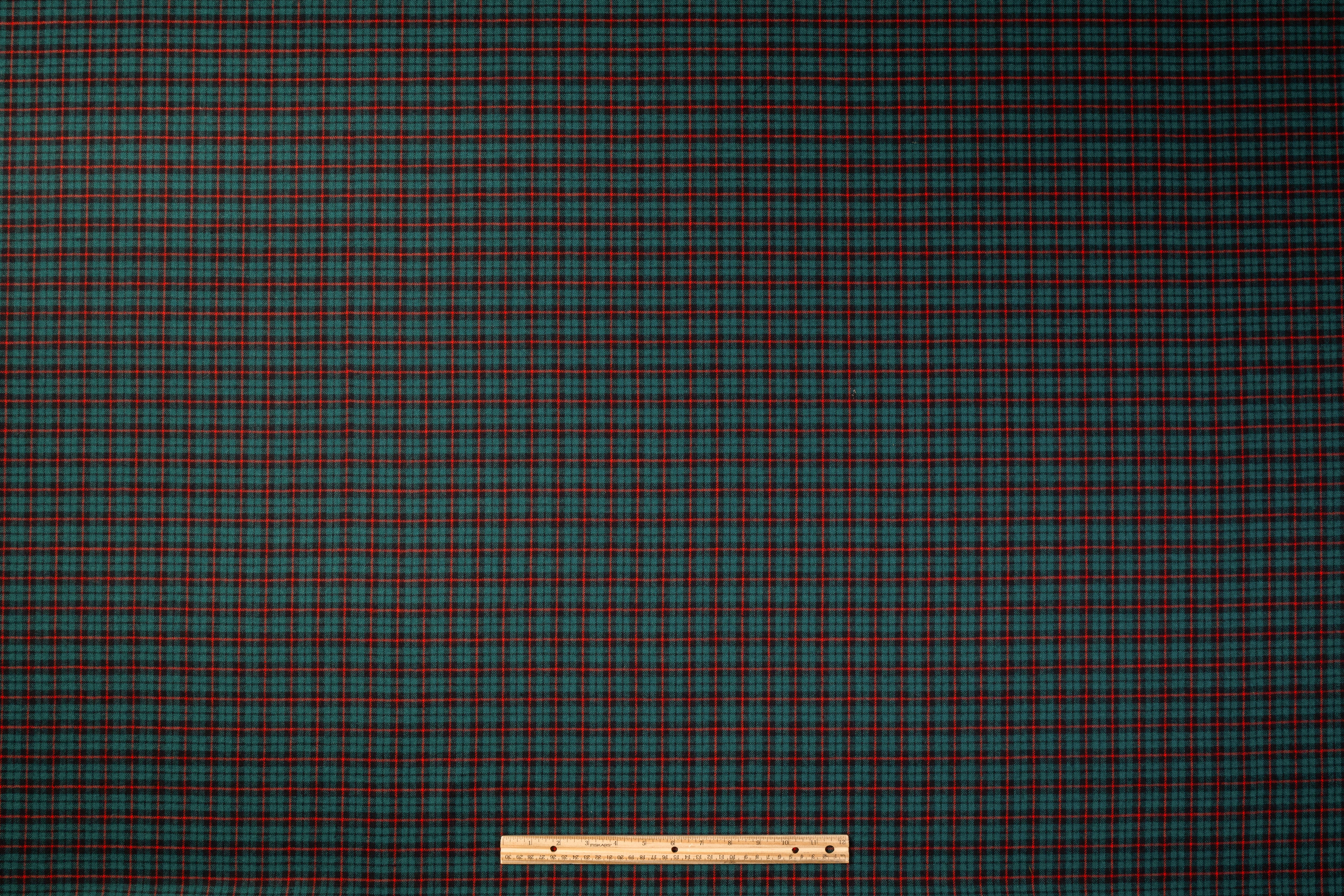 Checked Italian Wool Nylon Suiting - Green / Red