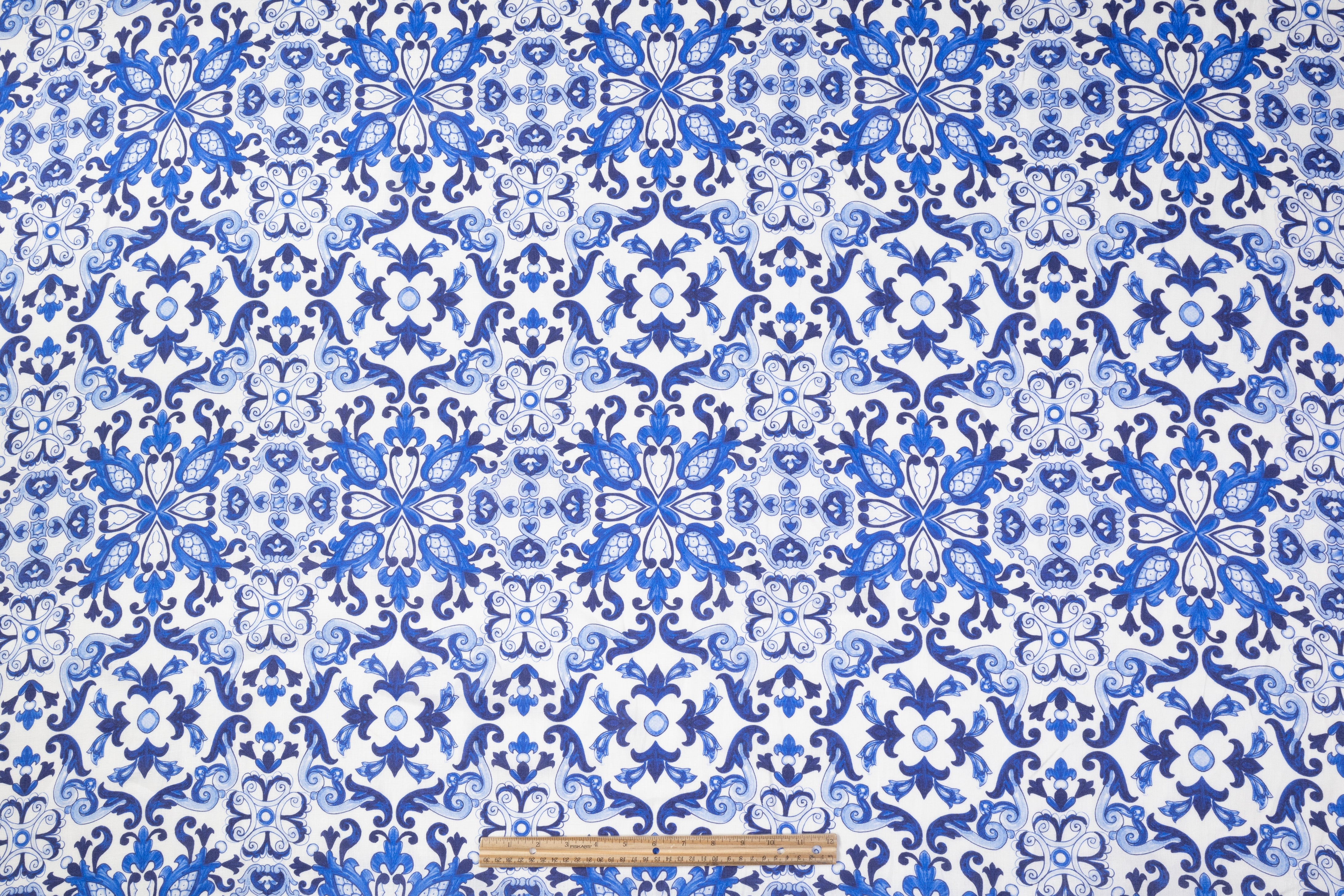 Max Mara - Printed Italian Linen - Blue / White