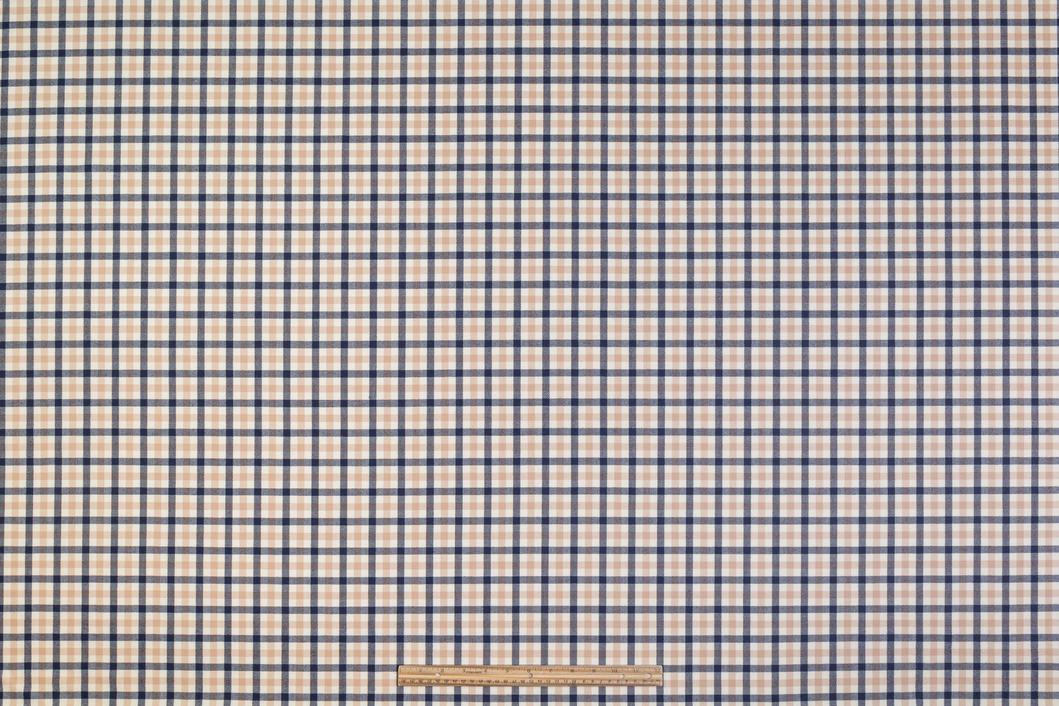Checked Italian Wool Suiting - Beige / Navy