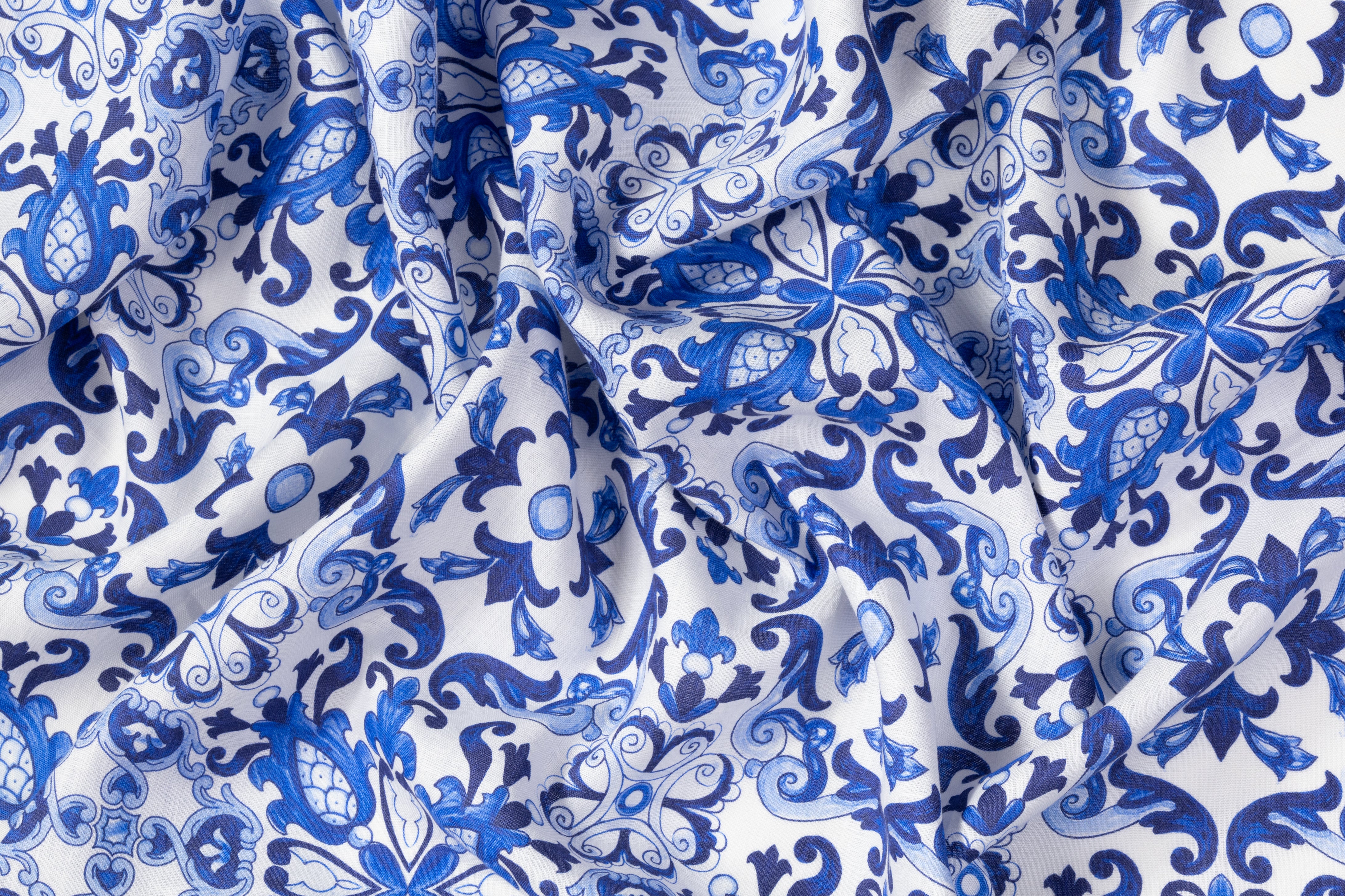Max Mara - Printed Italian Linen - Blue / White