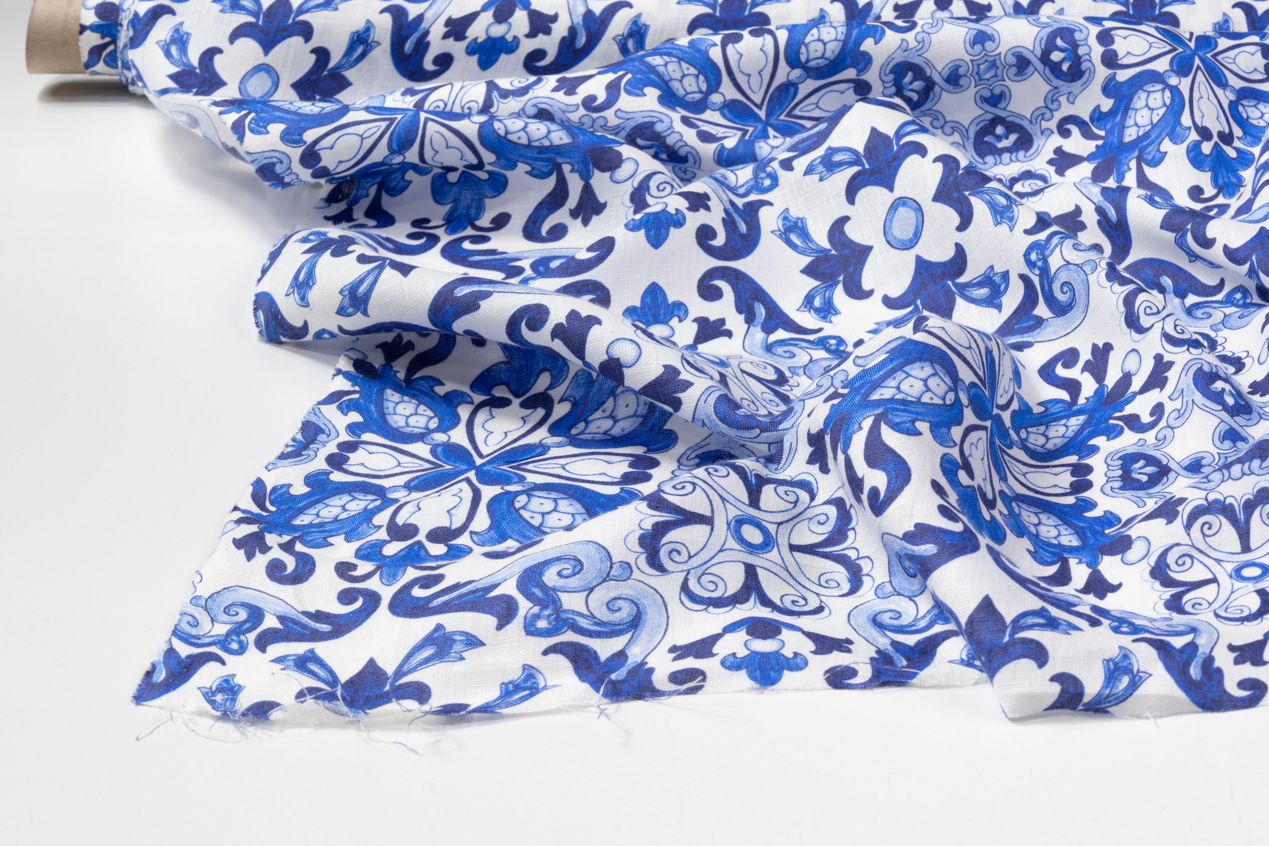 Max Mara - Printed Italian Linen - Blue / White