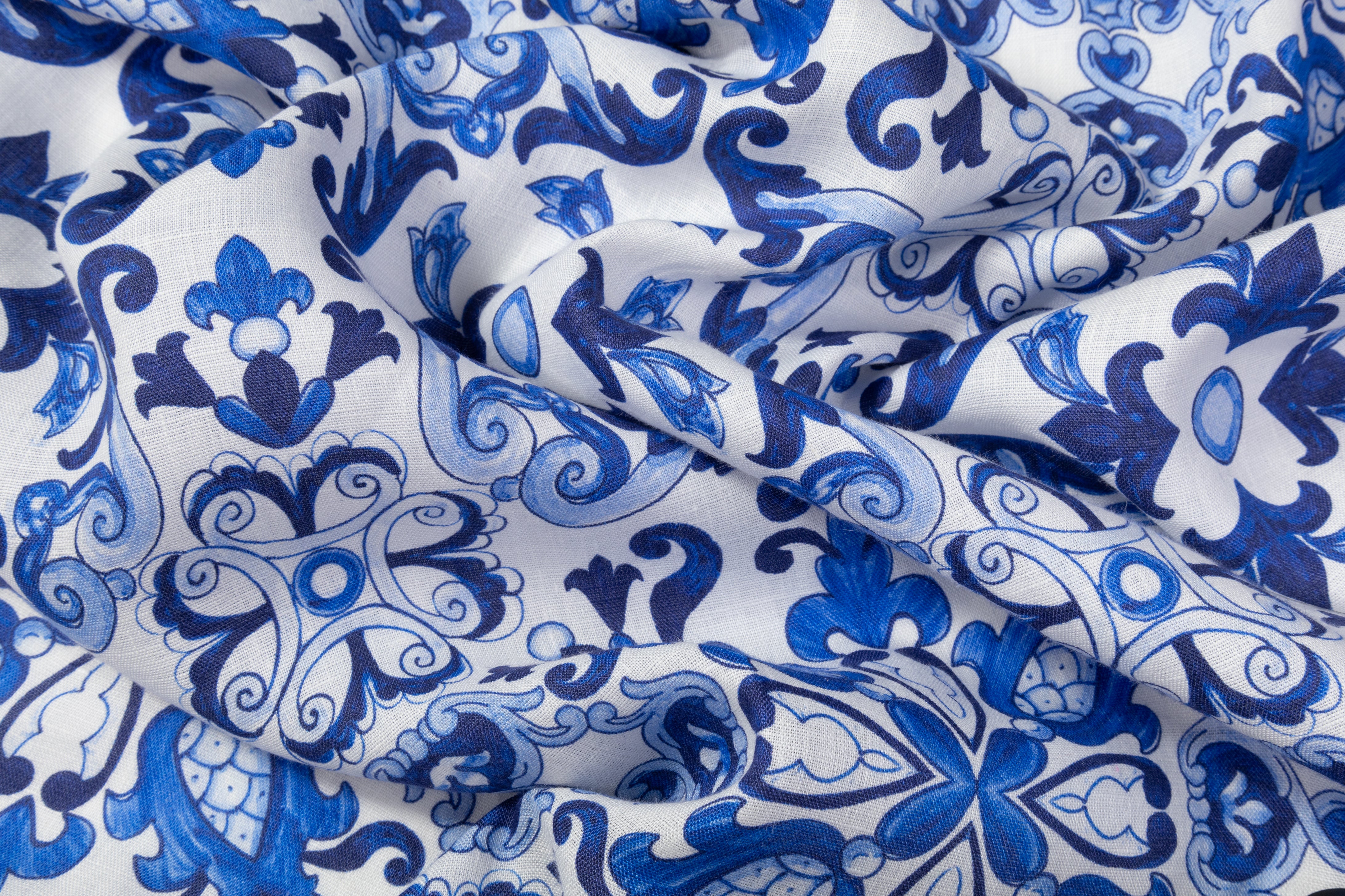 Max Mara - Printed Italian Linen - Blue / White