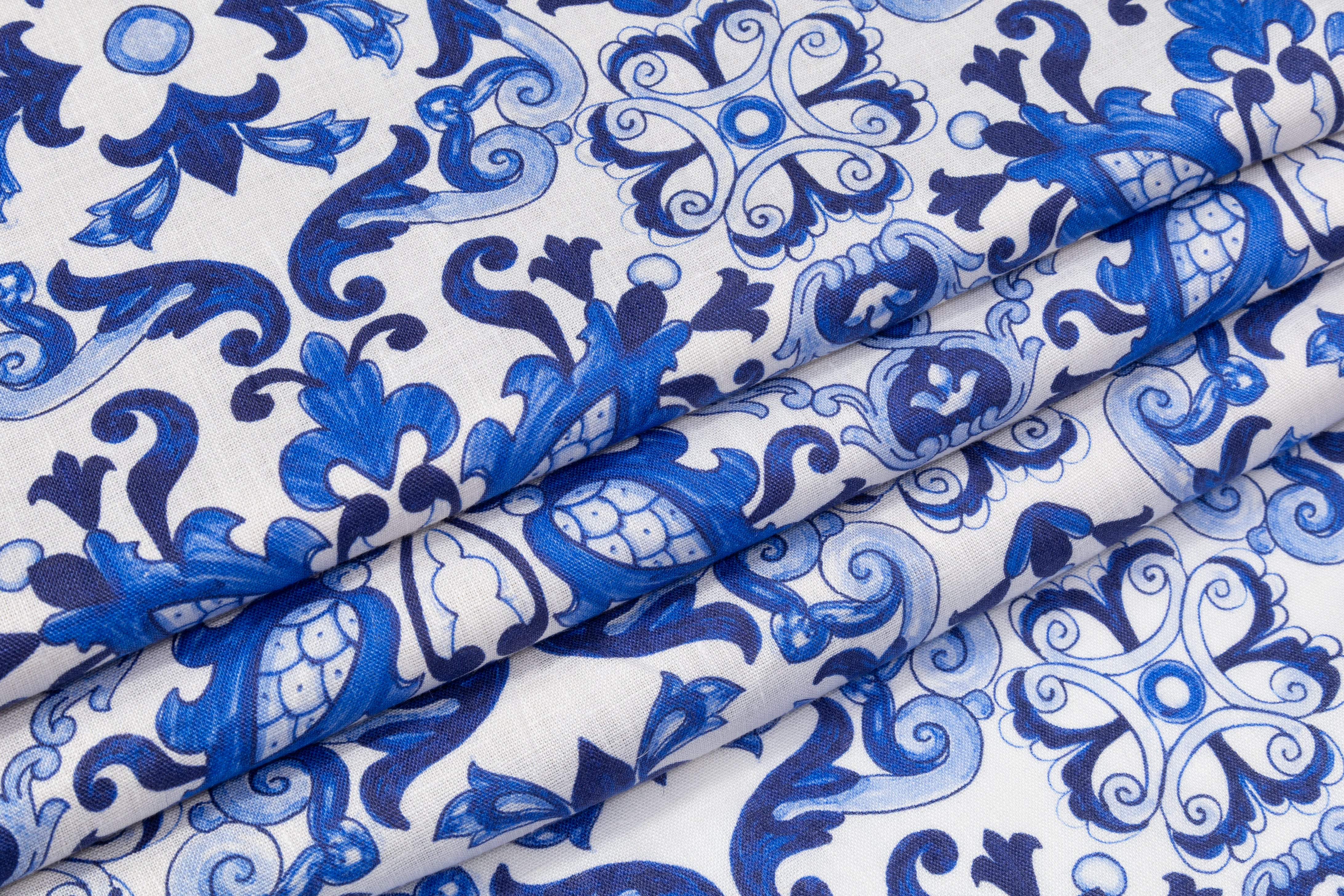 Max Mara - Printed Italian Linen - Blue / White