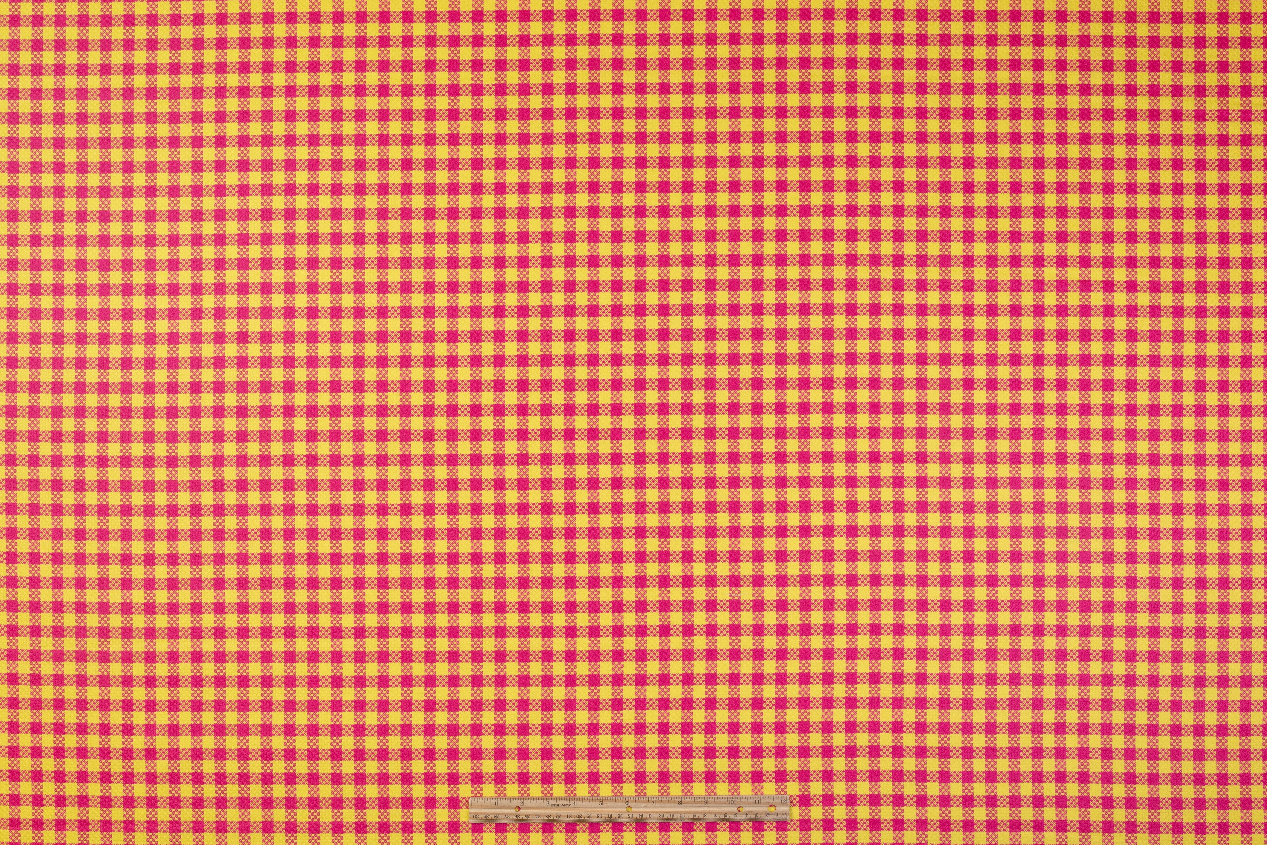 Checked Italian Wool Suiting - Pink / Yellow