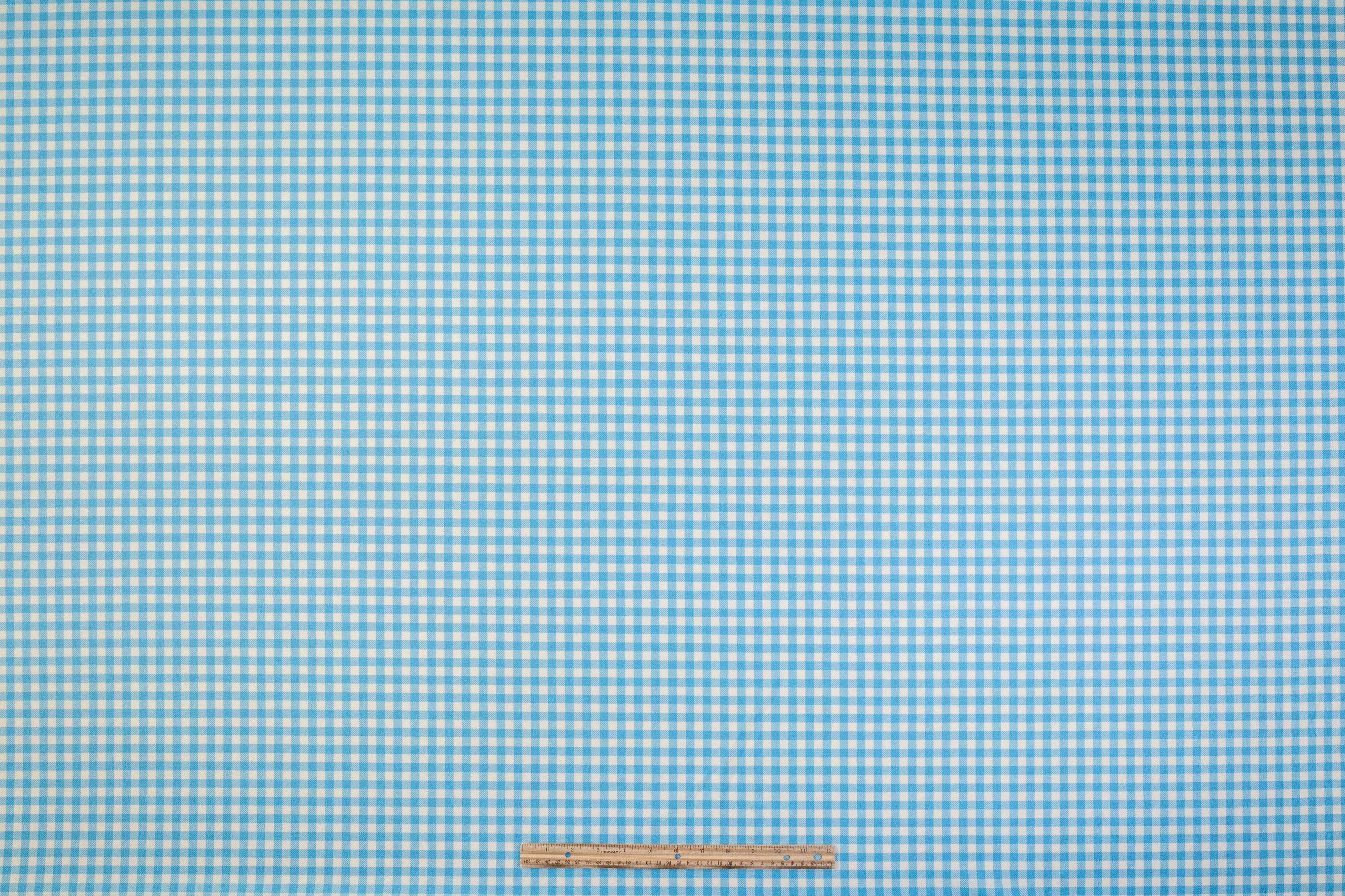 Gingham Checked Italian Wool Suiting - Blue / Off White