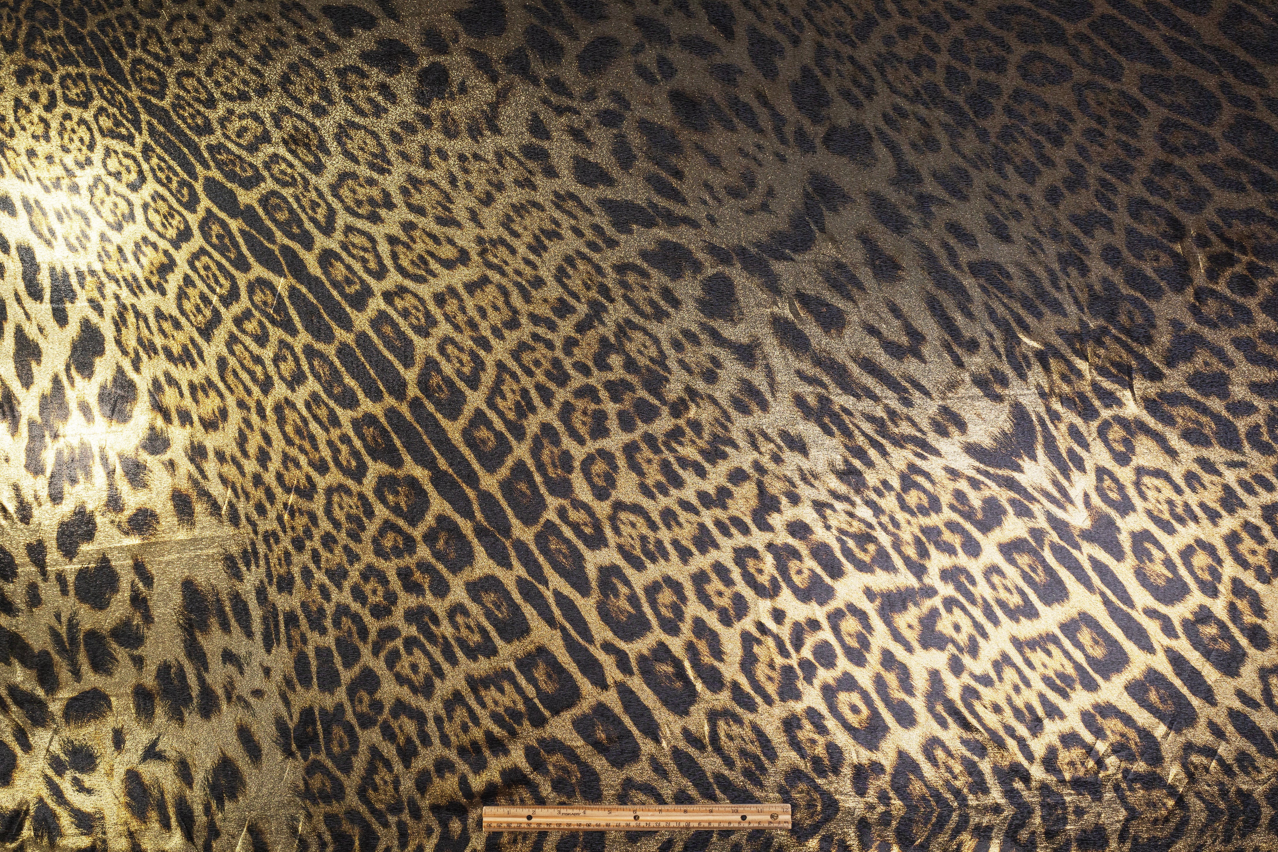 Cheetah Print Italian Silk Lamé - Black / Gold