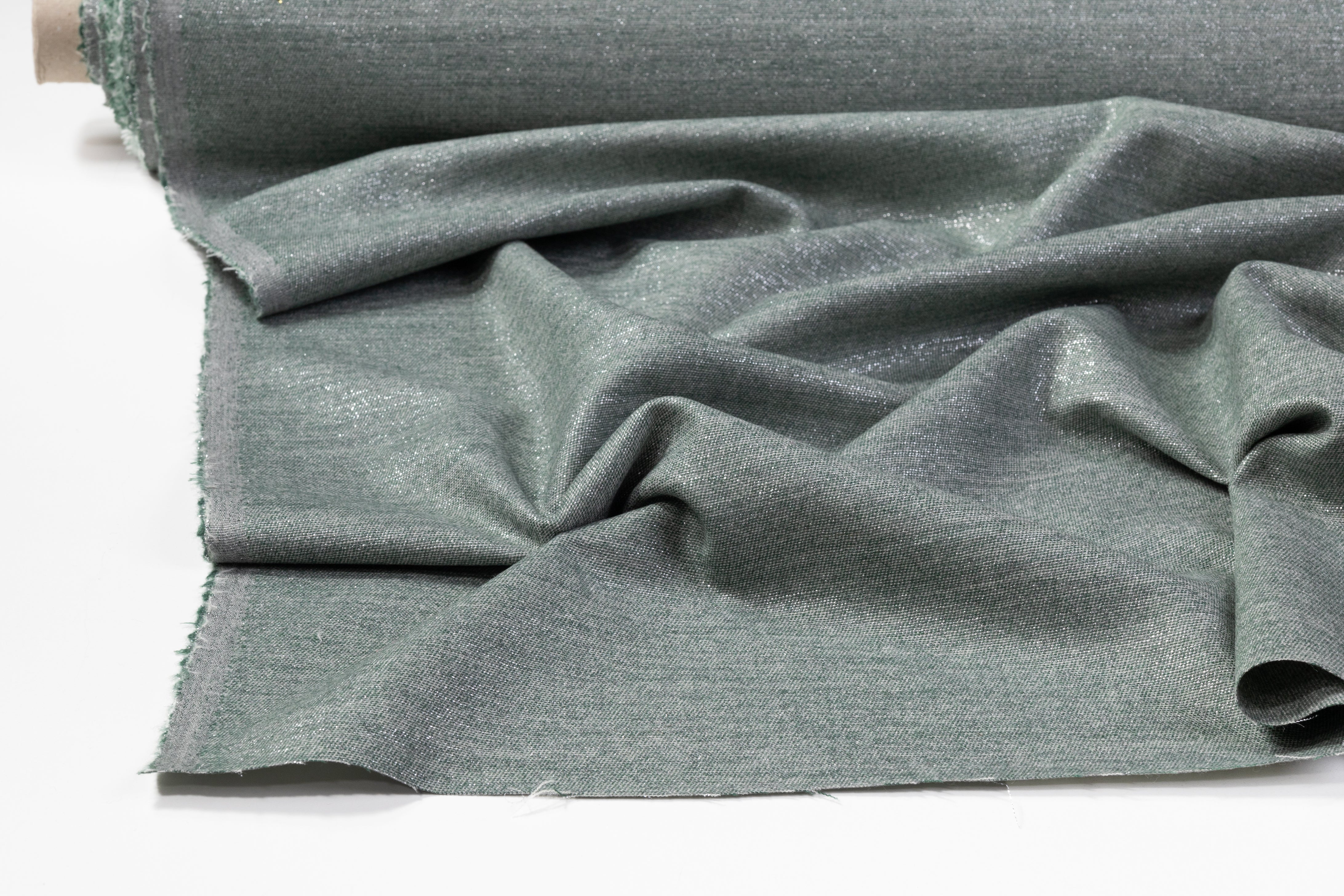 Metallic Italian Wool Flannel Suiting - Green