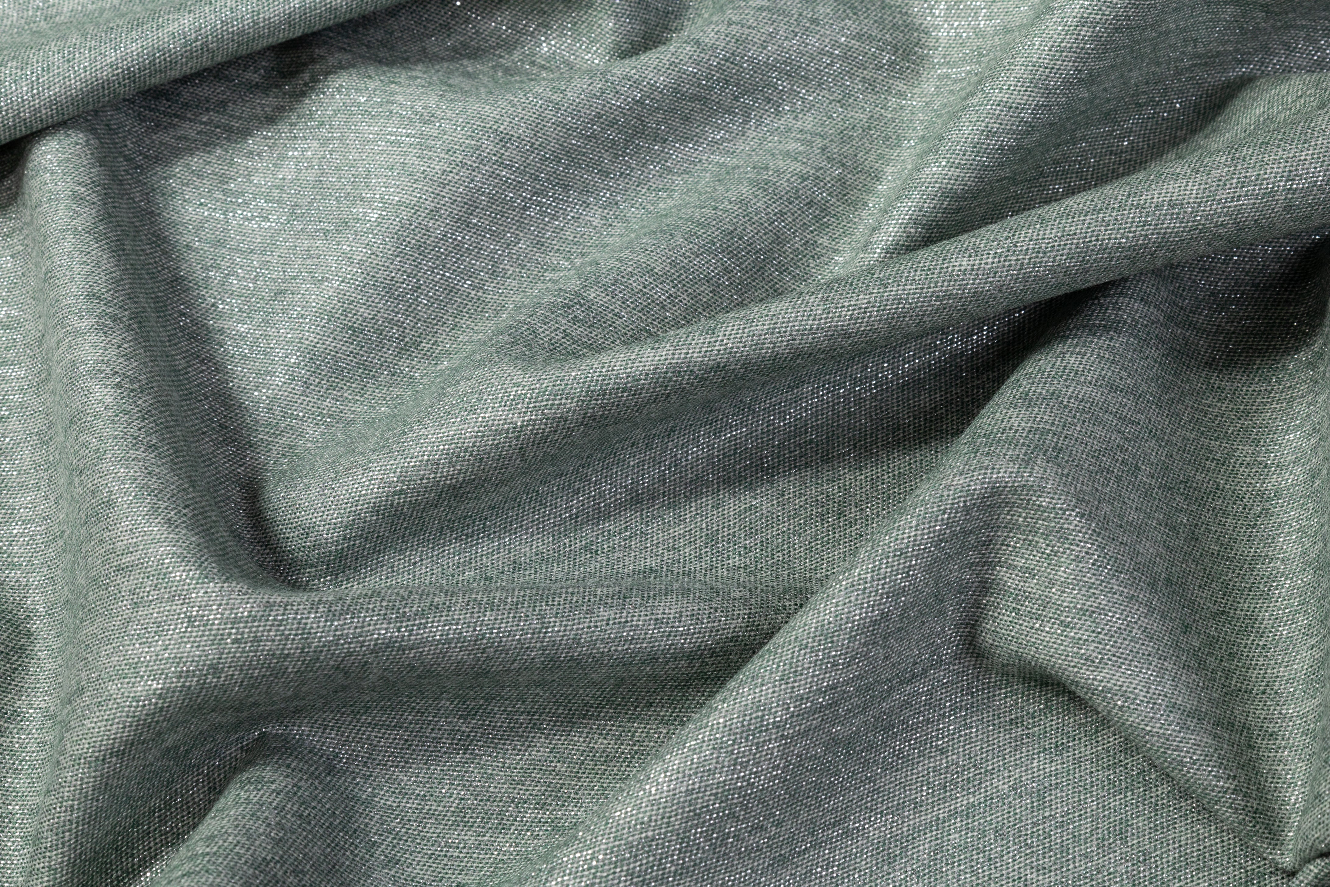 Metallic Italian Wool Flannel Suiting - Green