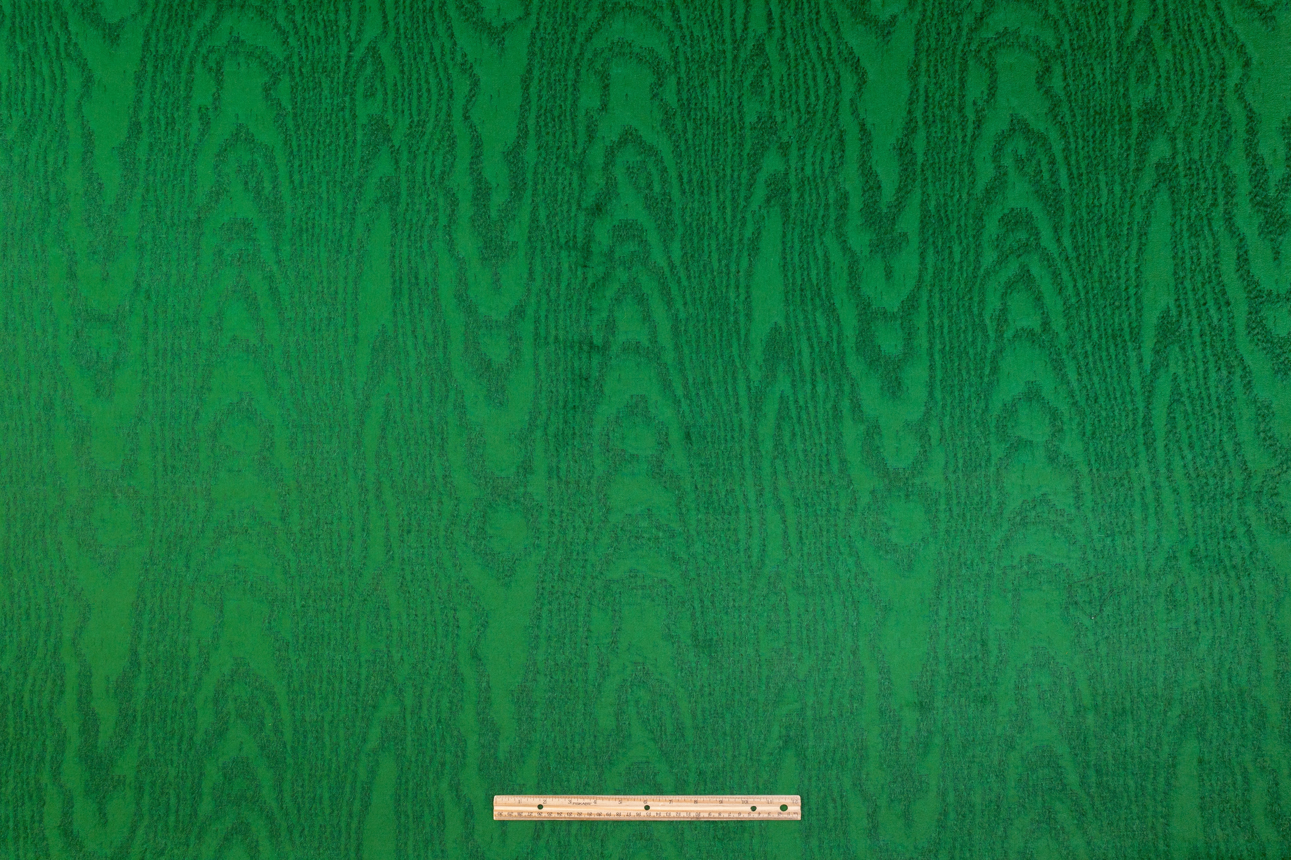 Moiré Design Wool Mohair Coating - Green